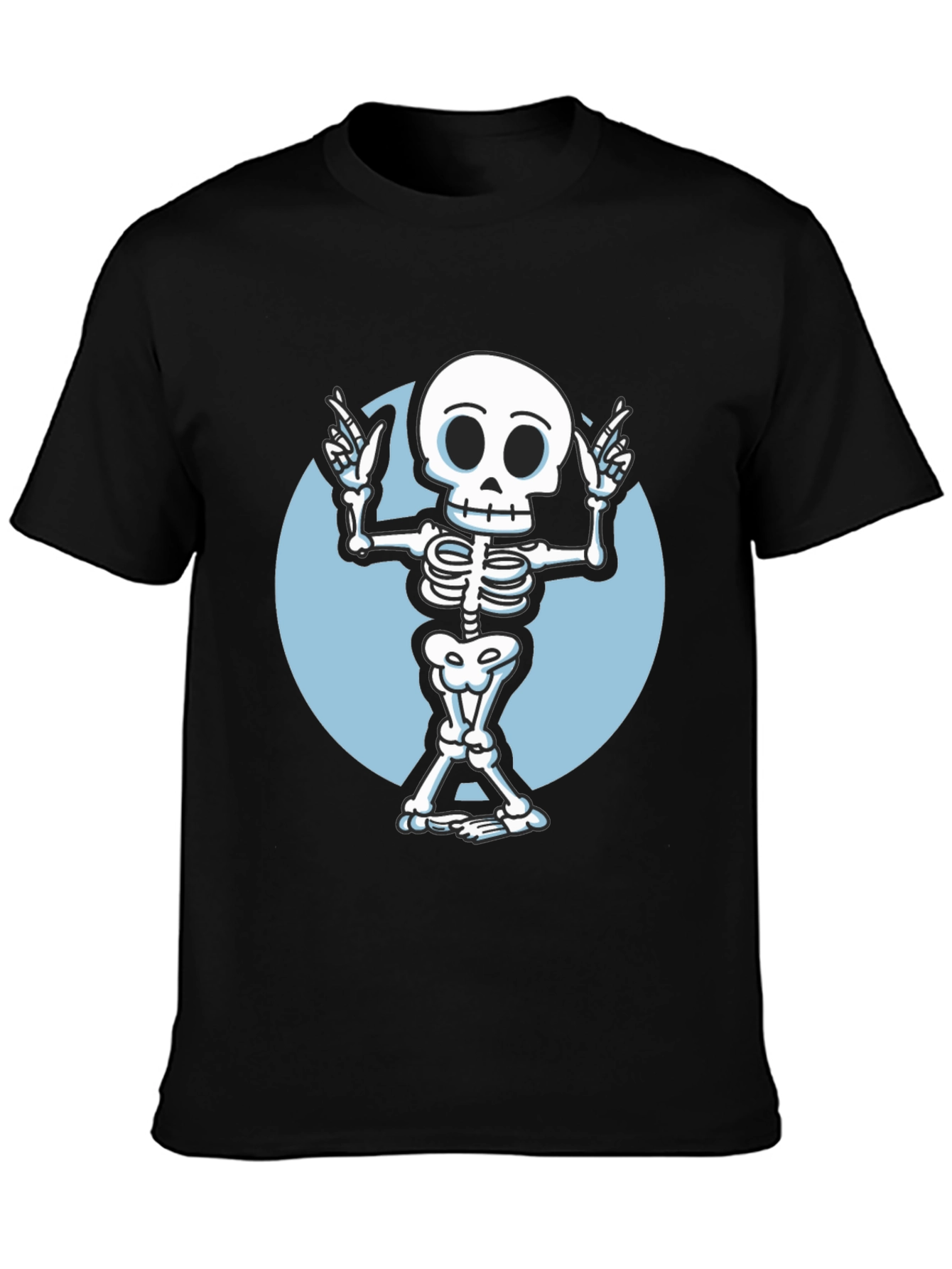 Skeleton Graphic Tee - Black Crew Neck