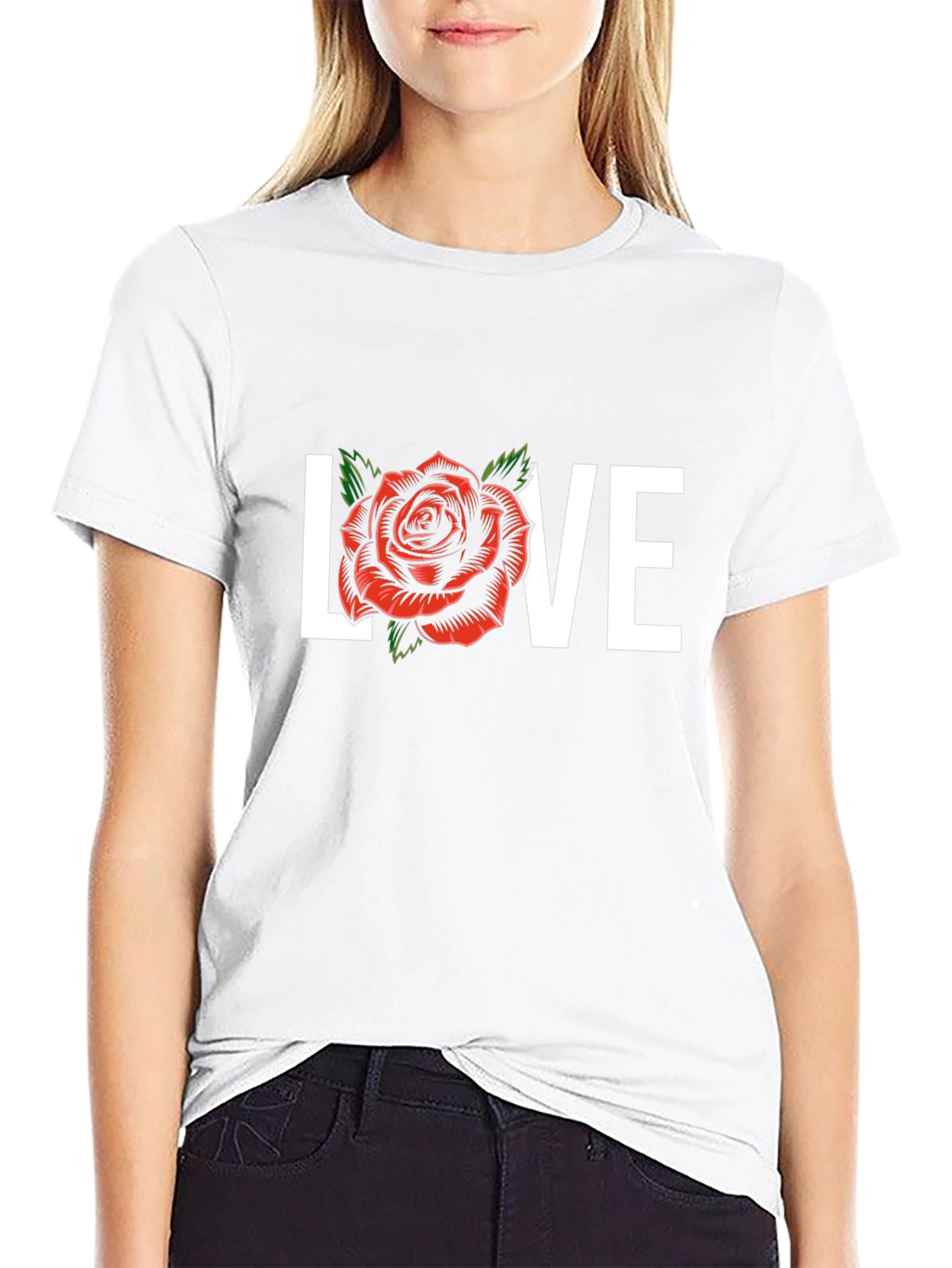 Love Rose Graphic Tee - Black