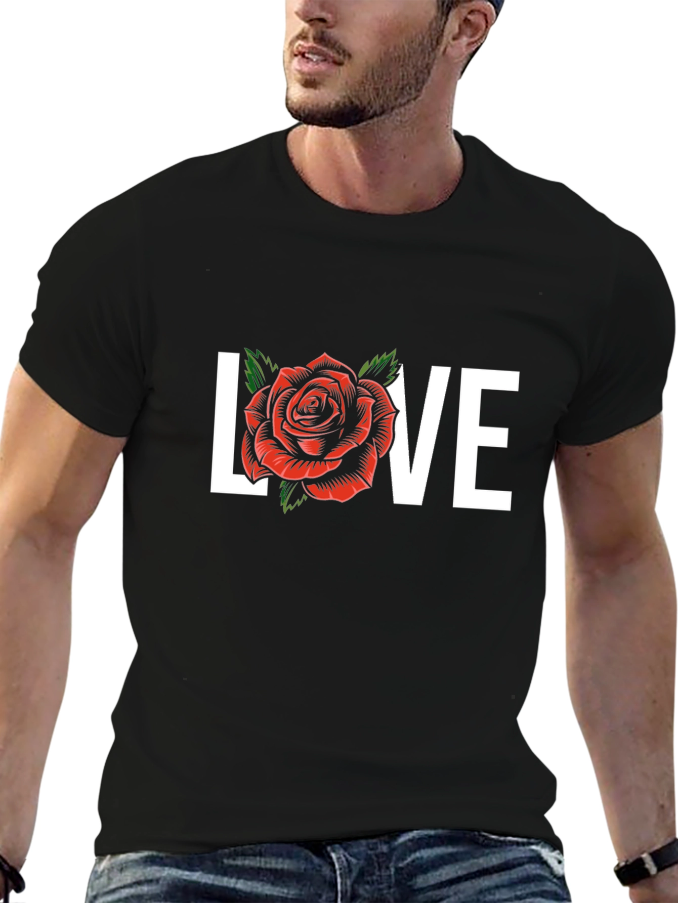Love Rose Graphic Tee - Black