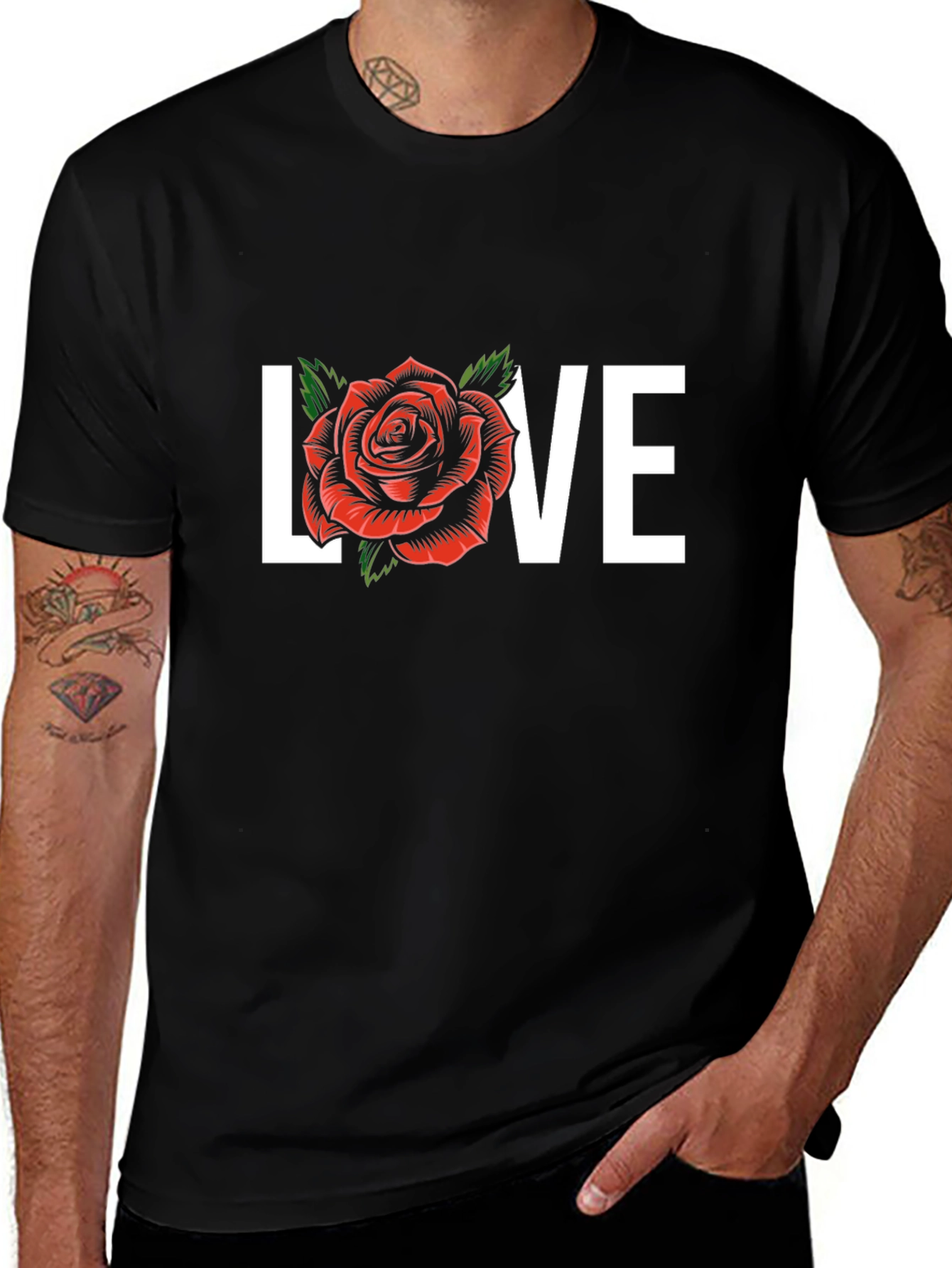 Love Rose Graphic Tee - Black