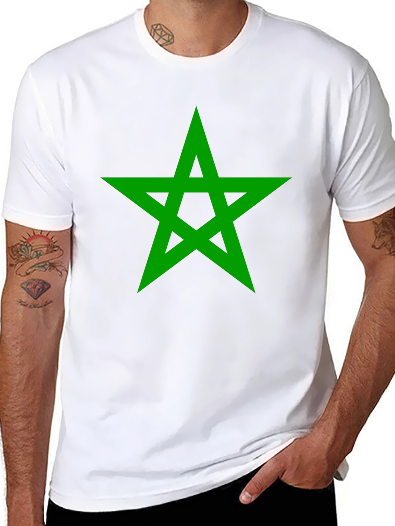 Green Star Graphic Black T-Shirt