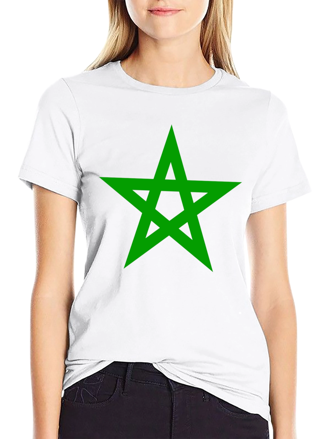 Green Star Graphic Black T-Shirt