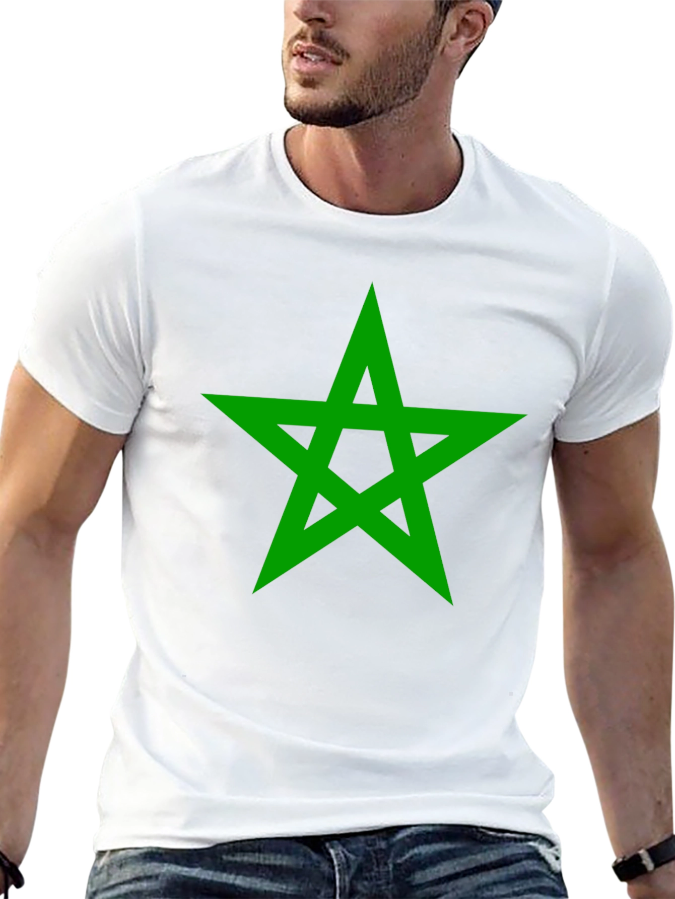 Green Star Graphic Black T-Shirt