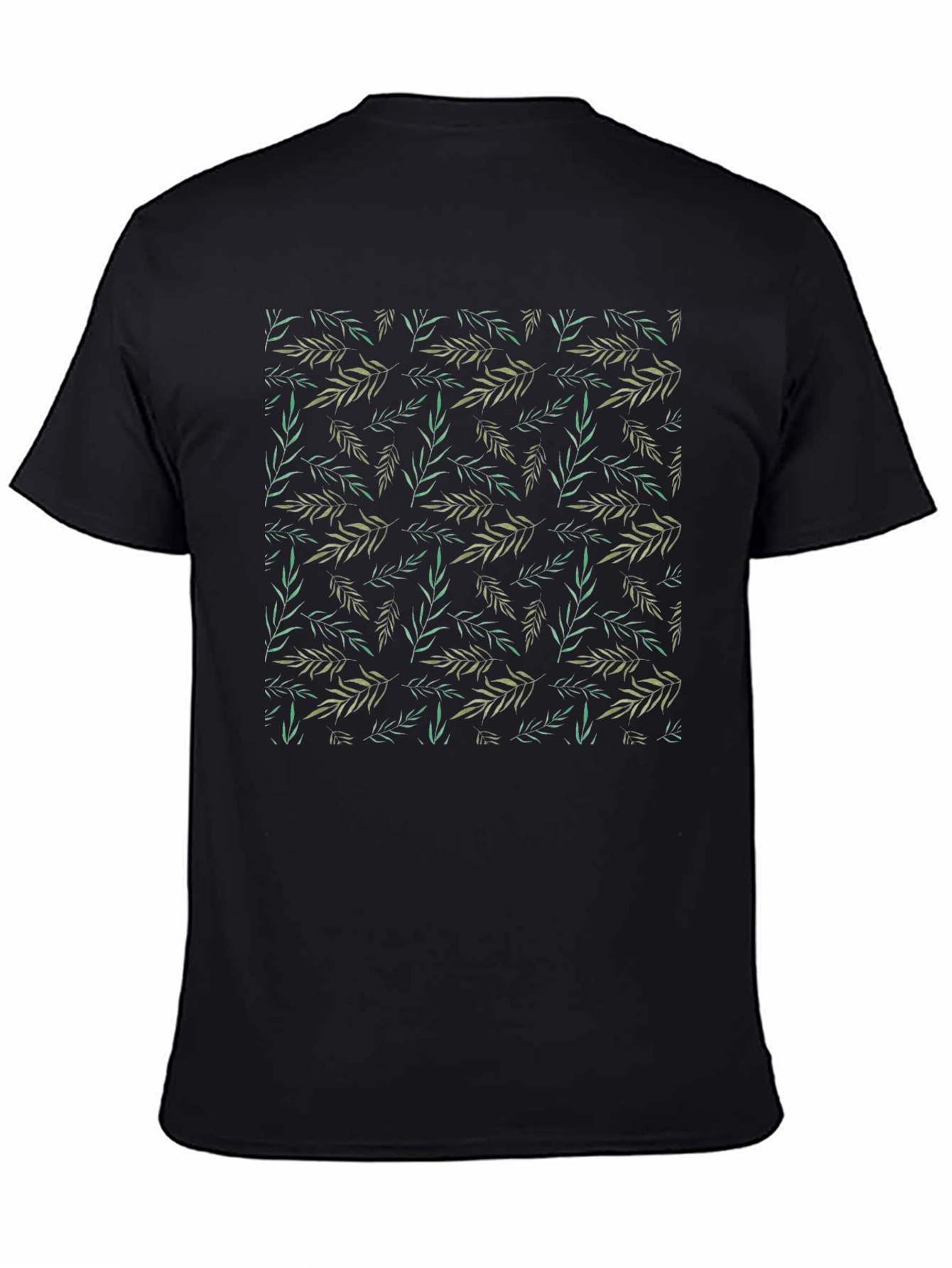 Leaf Print Black T-Shirt - Casual Style
