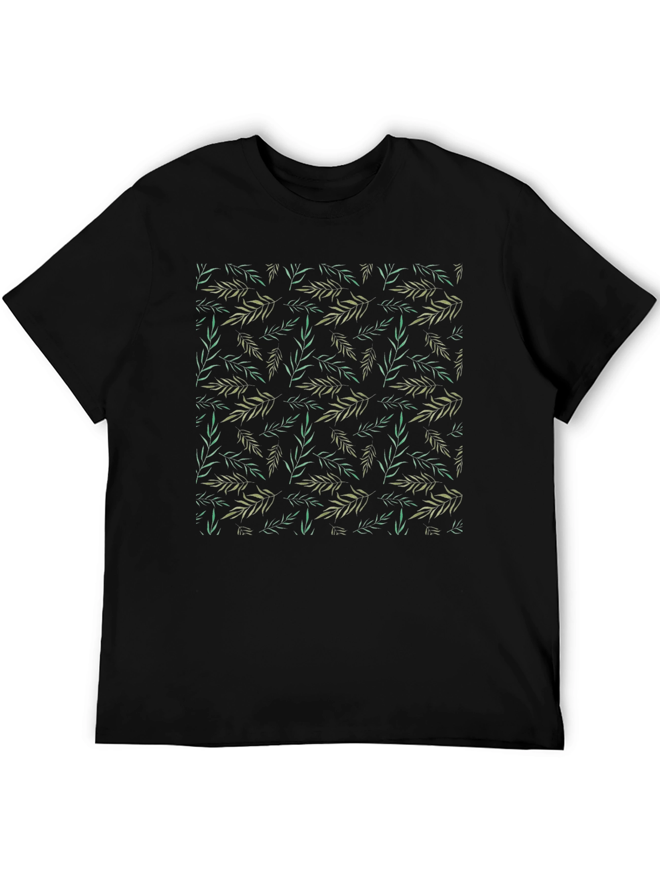 Leaf Print Black T-Shirt - Casual Style