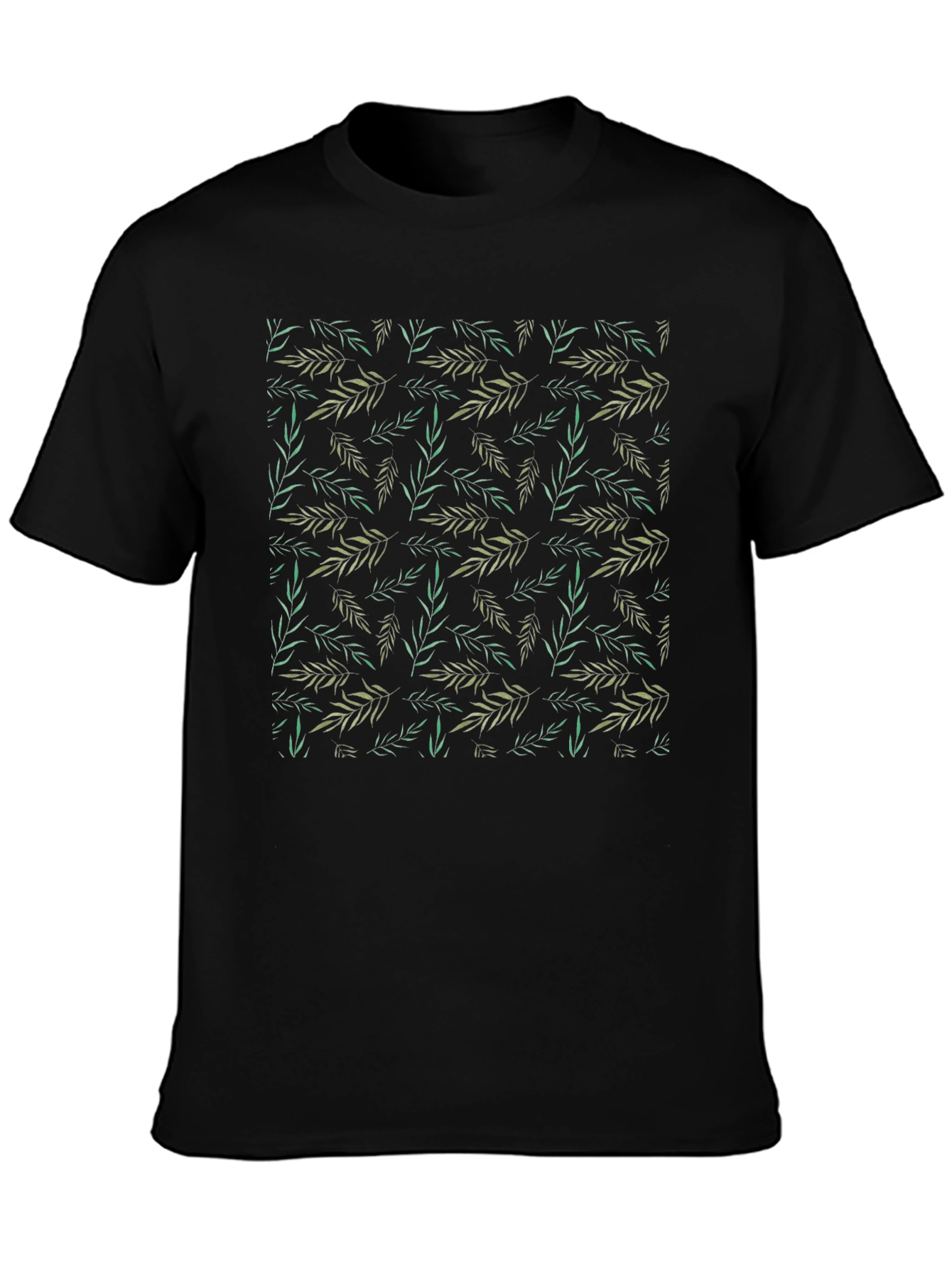 Leaf Print Black T-Shirt - Casual Style