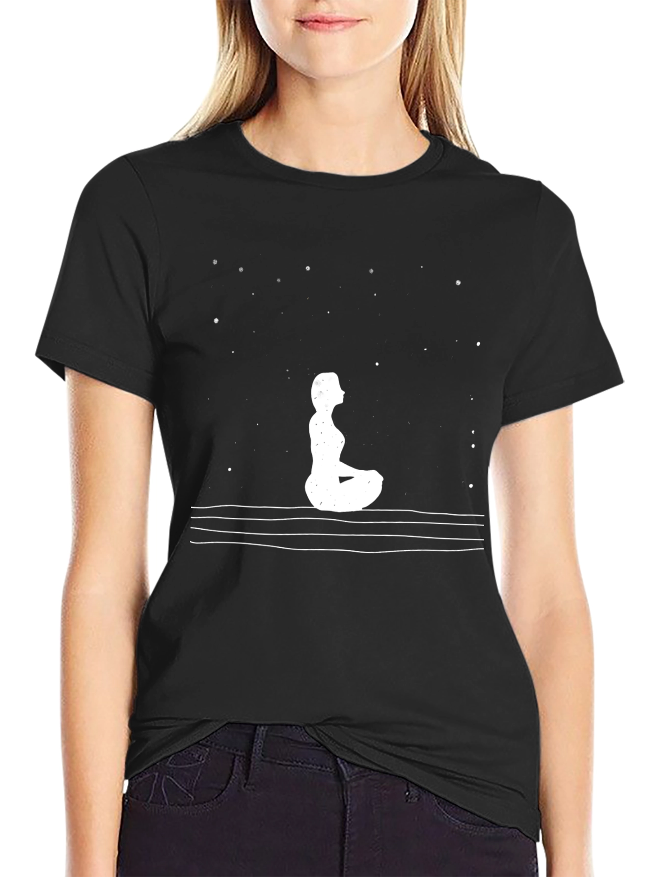 Yoga Meditation T-Shirt - Starry Night Design