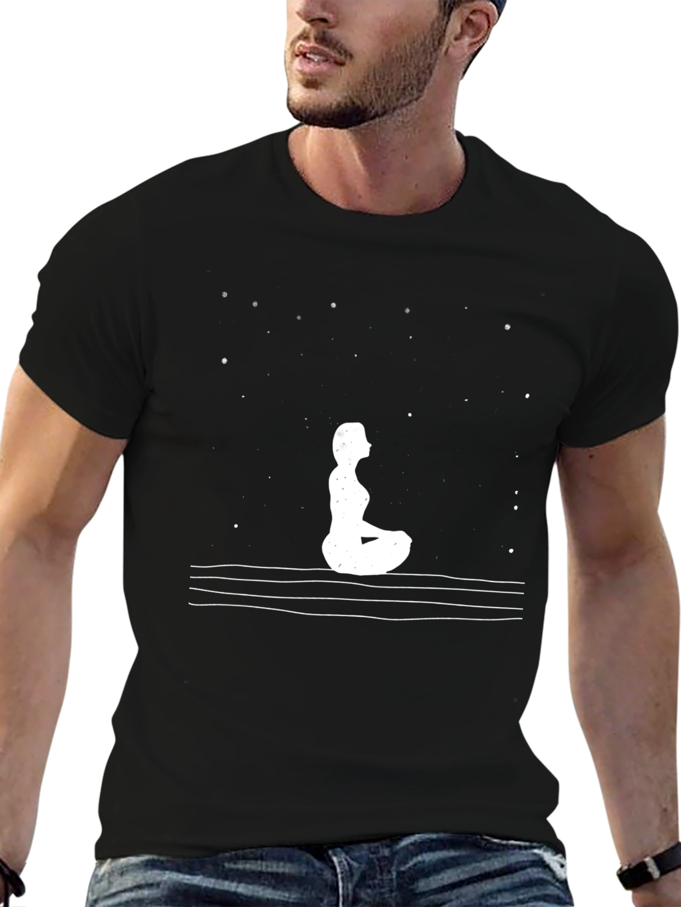 Yoga Meditation T-Shirt - Starry Night Design