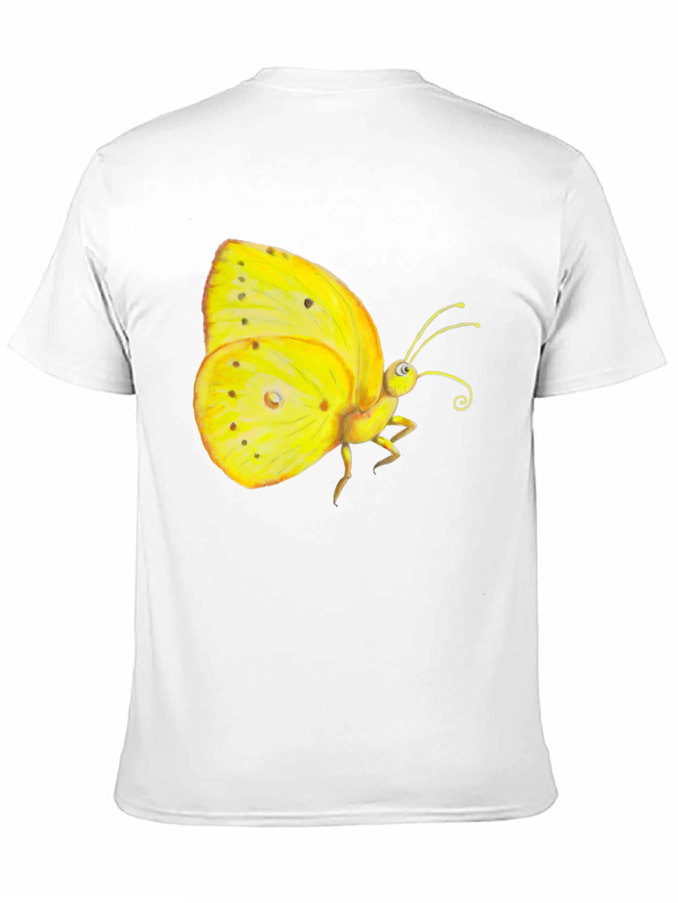 Black T-Shirt with Yellow Butterfly Graphic