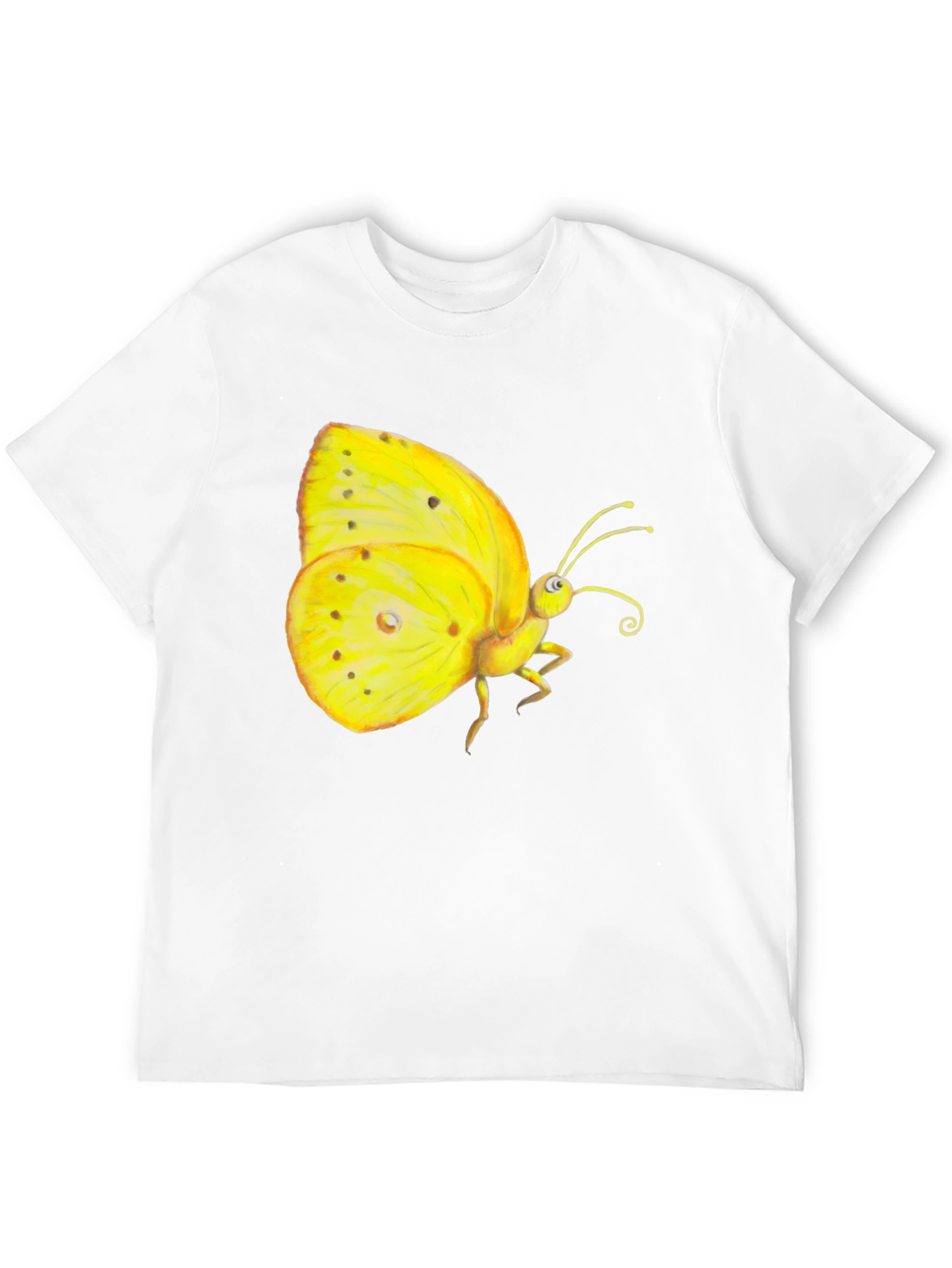 Black T-Shirt with Yellow Butterfly Graphic