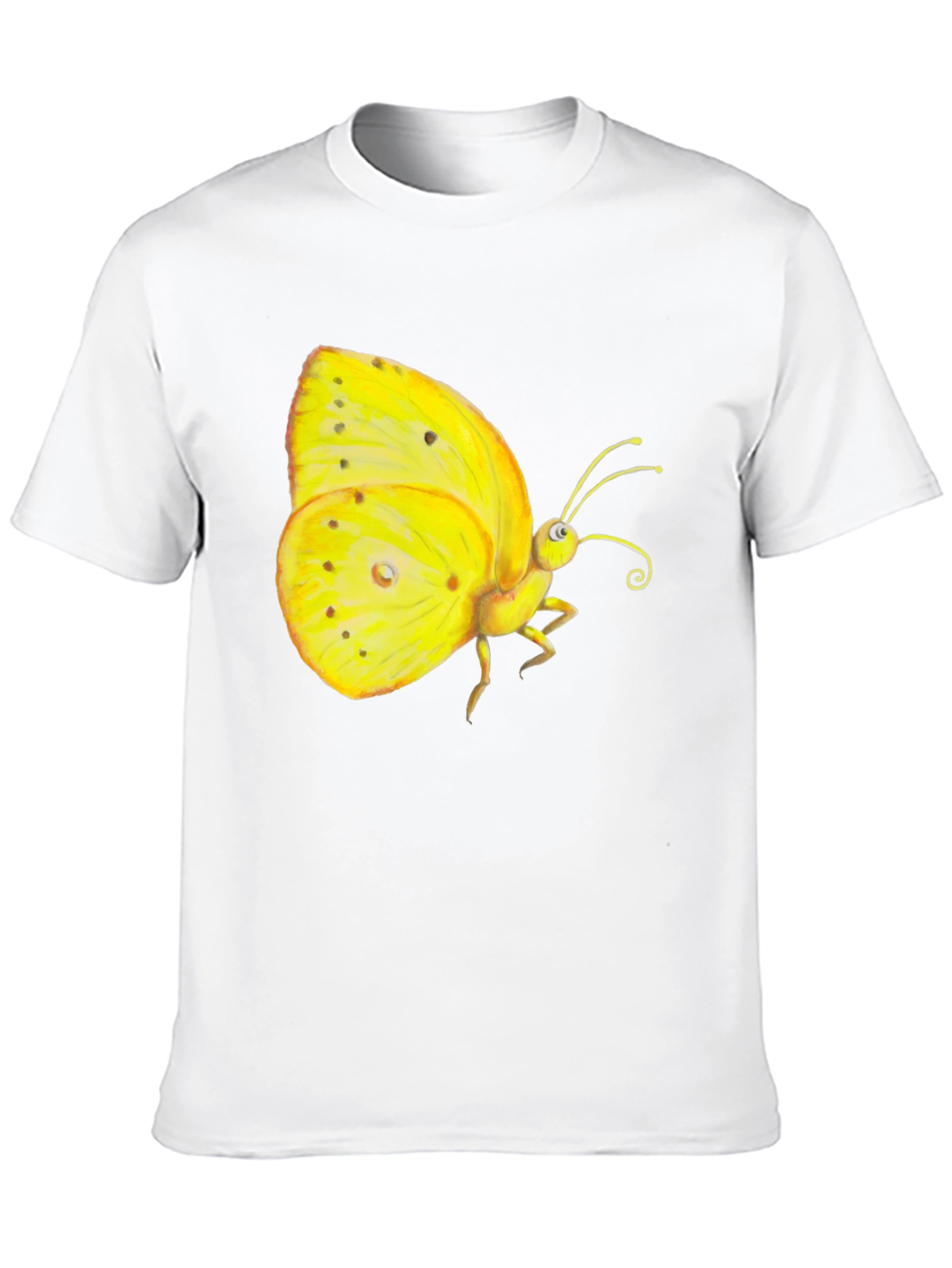 Black T-Shirt with Yellow Butterfly Graphic