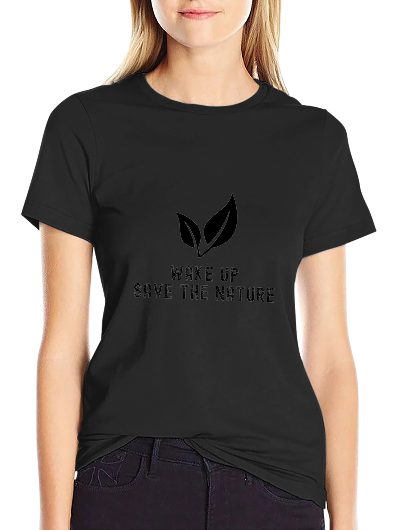 Eco-Friendly Black T-Shirt - Save the Nature Design