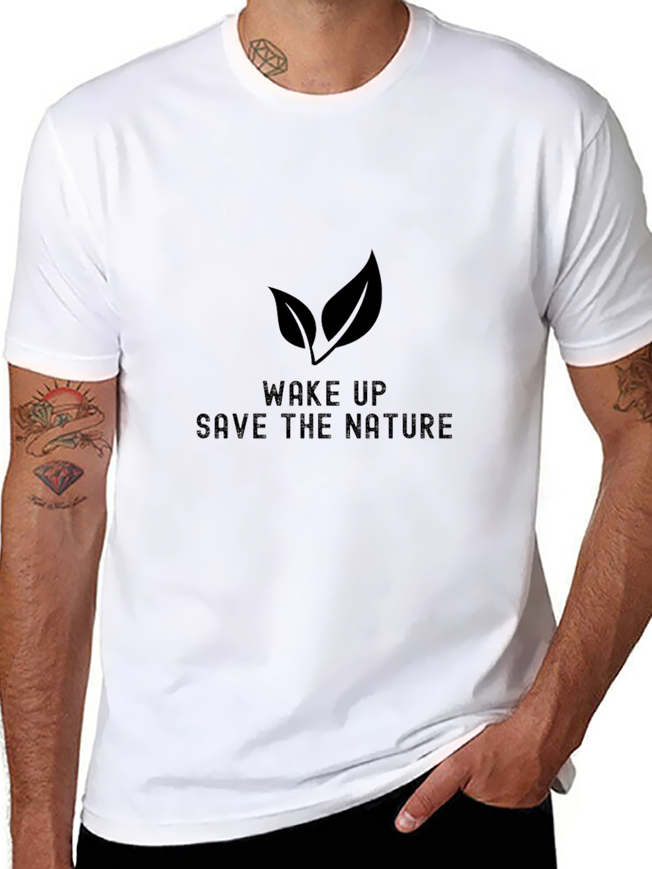 Eco-Friendly Black T-Shirt - Save the Nature Design