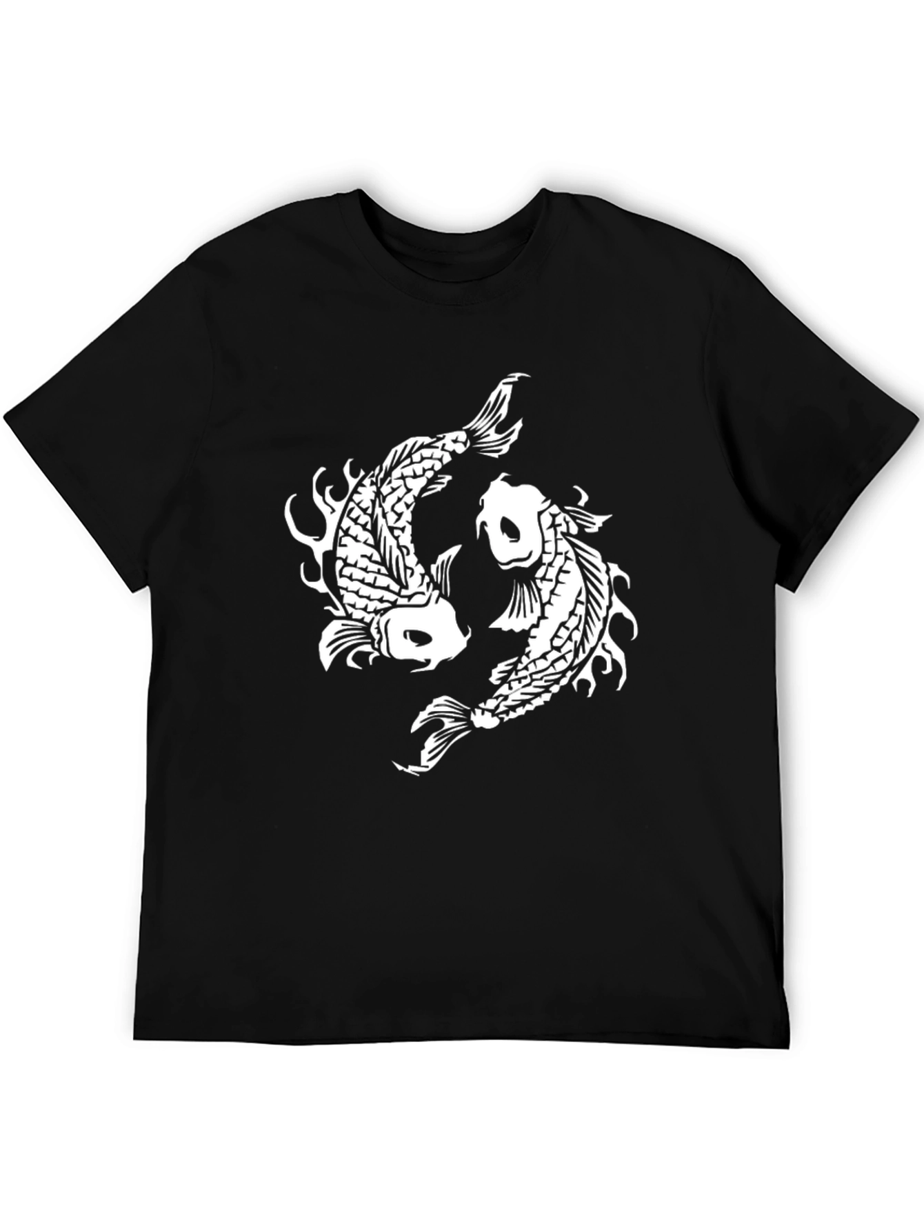Yin Yang Koi Fish Graphic Tee - Black