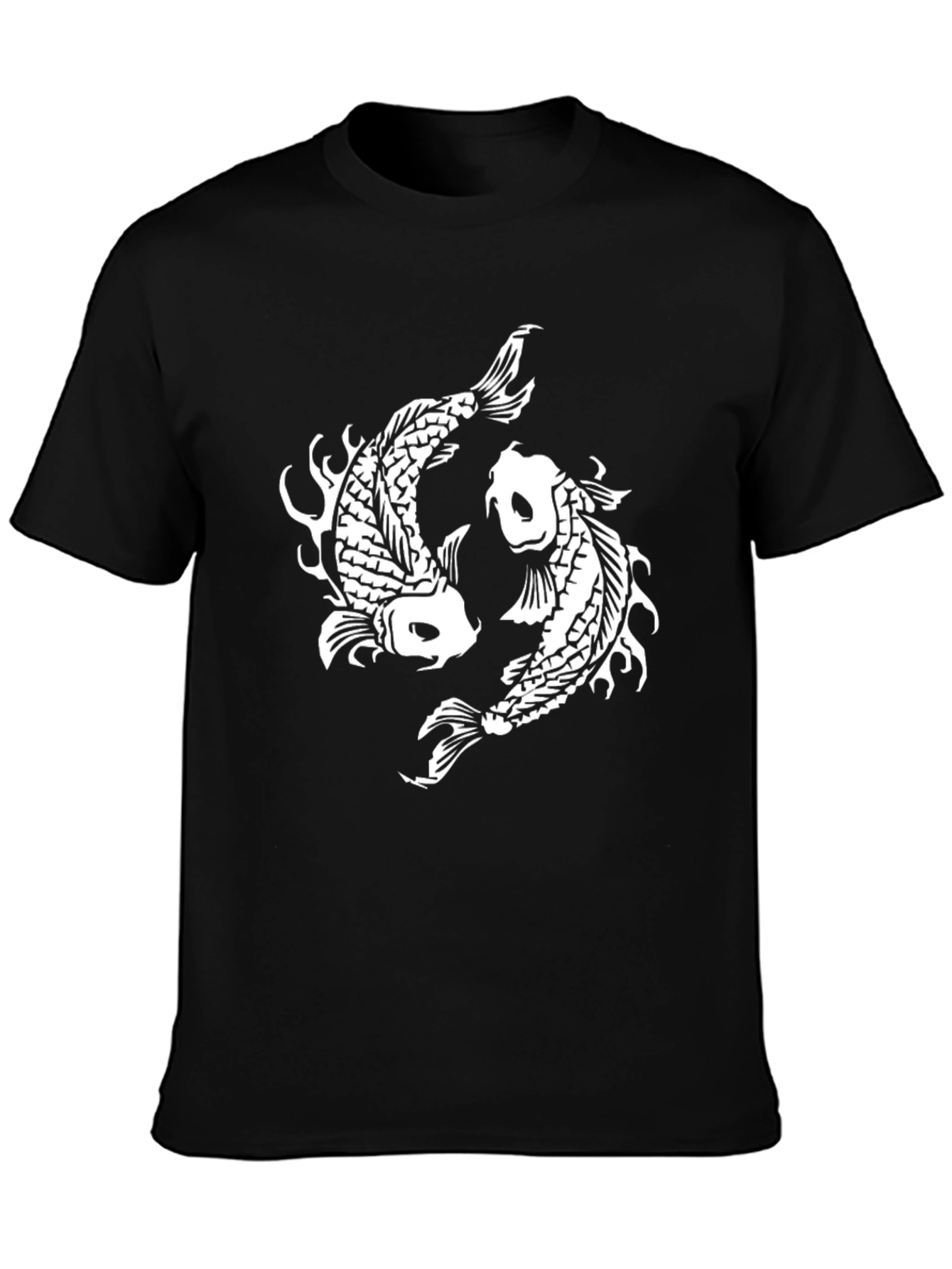 Yin Yang Koi Fish Graphic Tee - Black