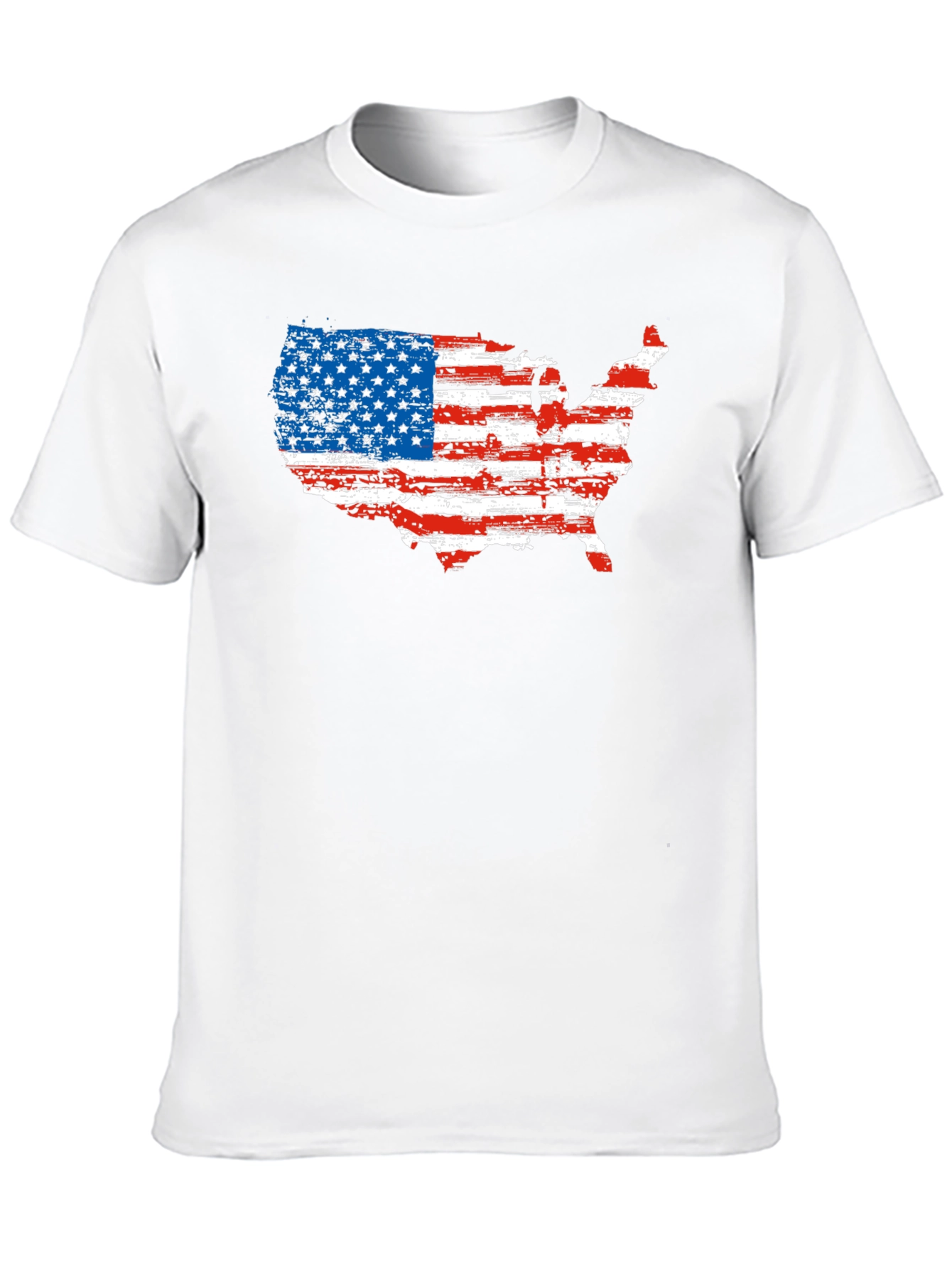 USA Flag Map T-Shirt Patriotic Mens Tee