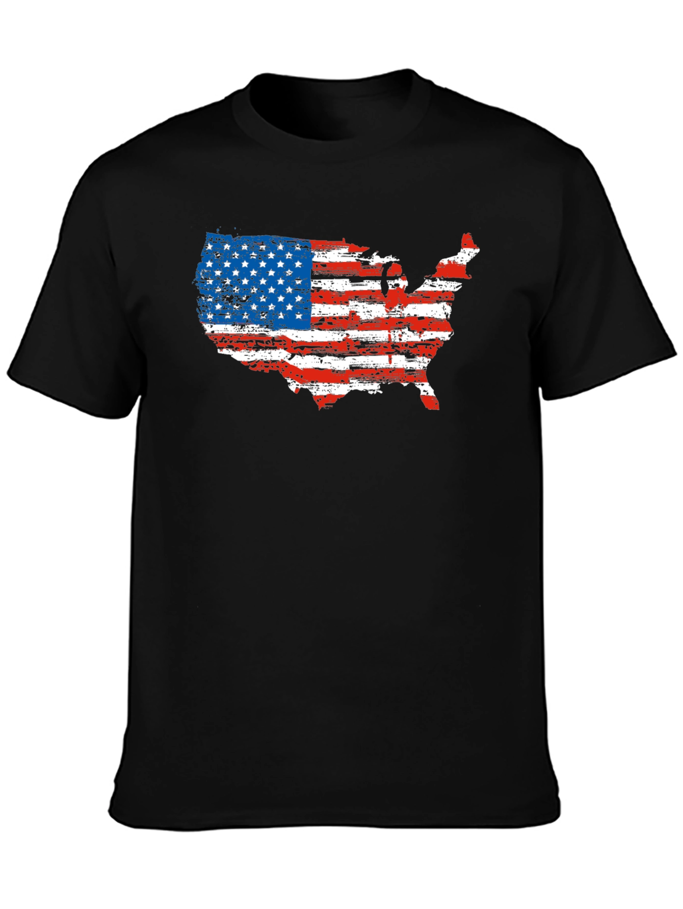 USA Flag Map T-Shirt Patriotic Mens Tee