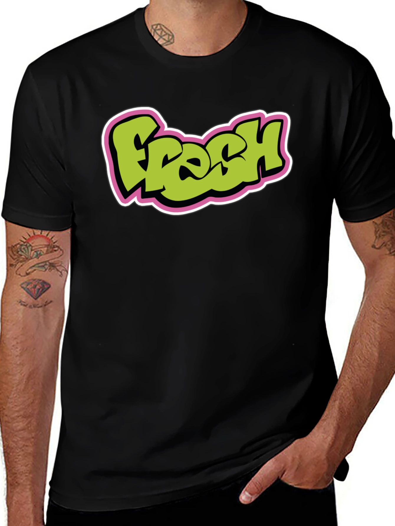Fresh Graphic Tee - Black Cotton Blend