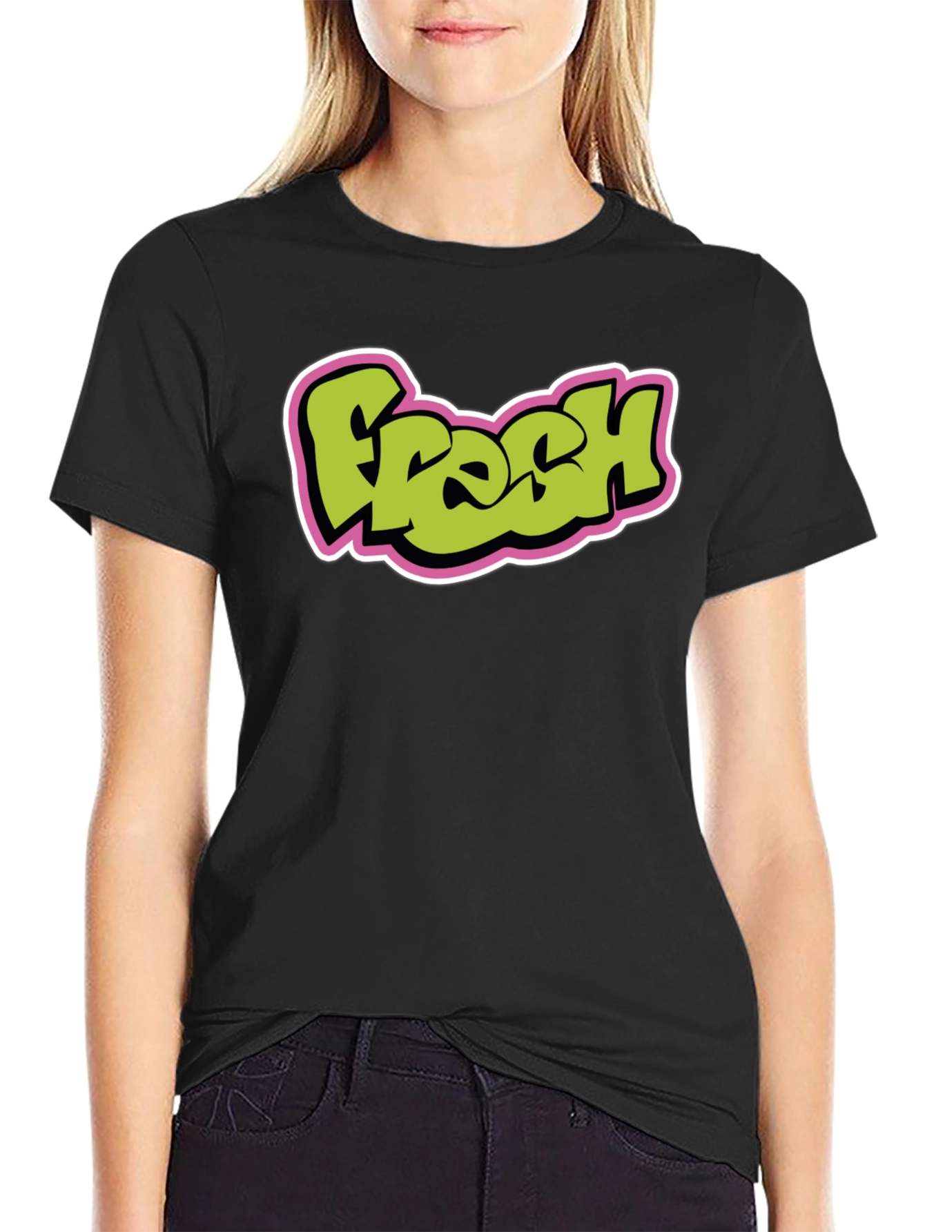 Fresh Graphic Tee - Black Cotton Blend