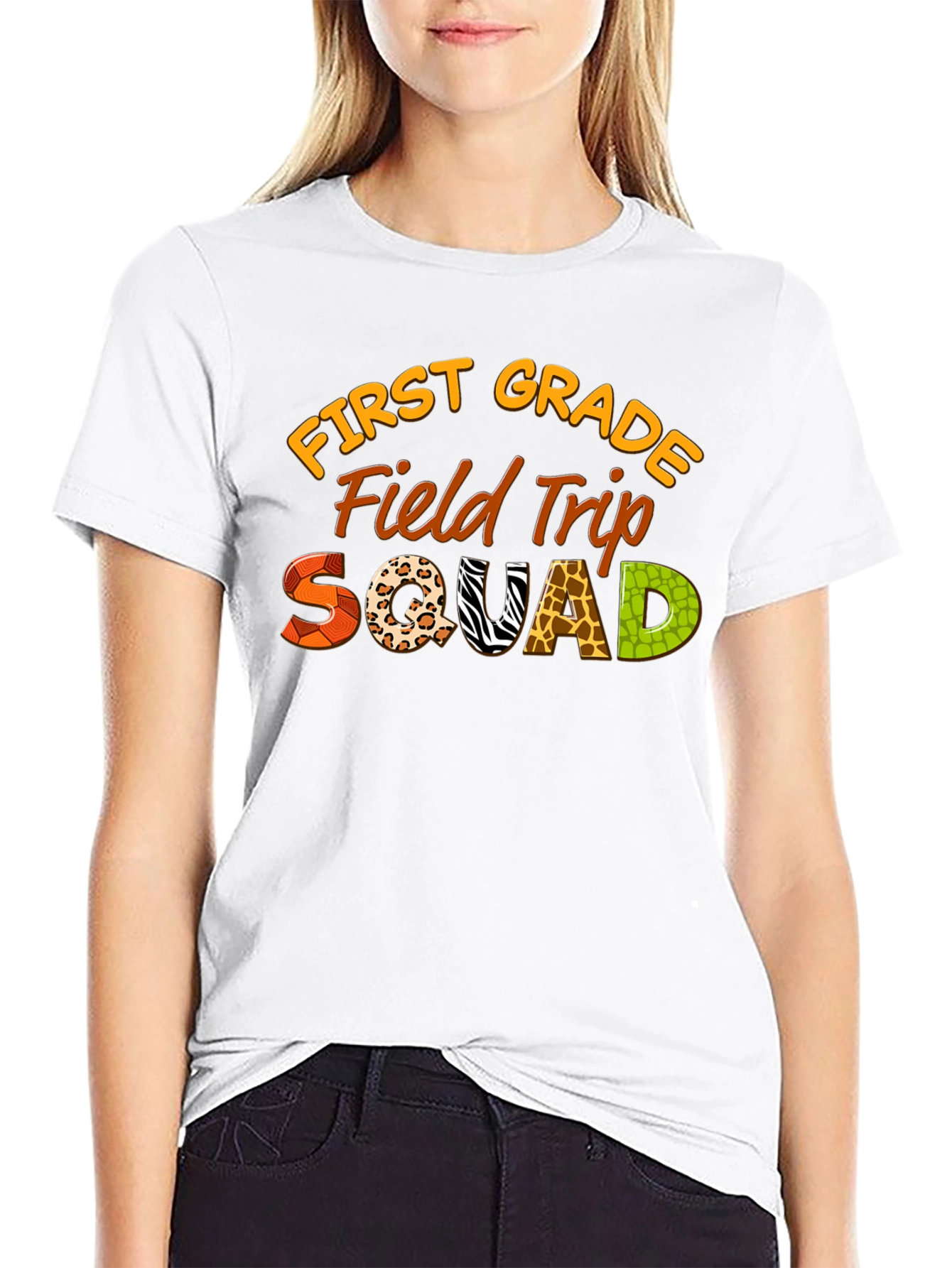 First Grade Field Trip Squad Black T-Shirt