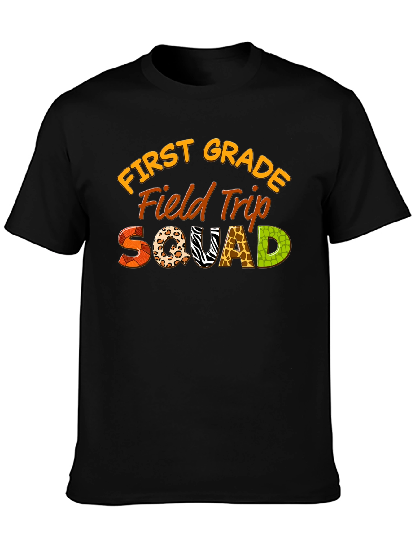 First Grade Field Trip Squad Black T-Shirt
