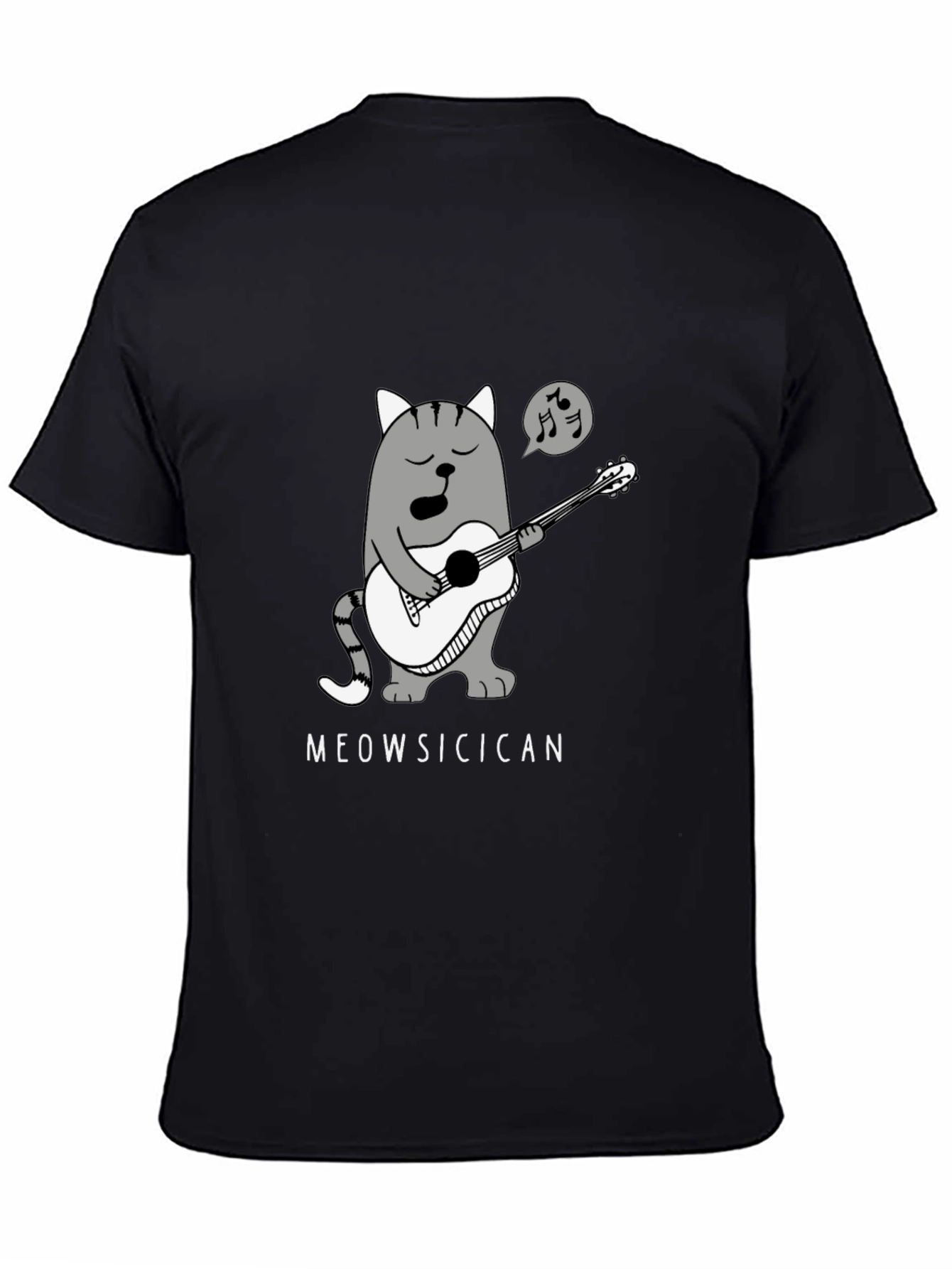 Meowsicican Cat Graphic T-Shirt - Black