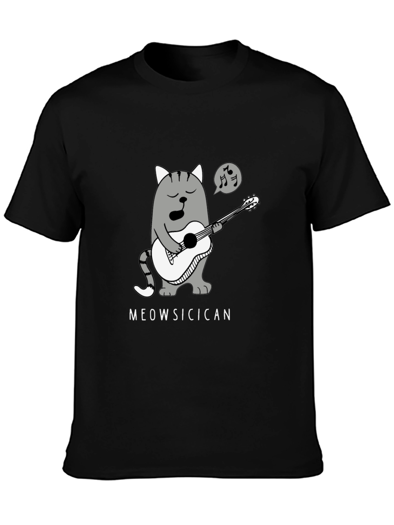Meowsicican Cat Graphic T-Shirt - Black
