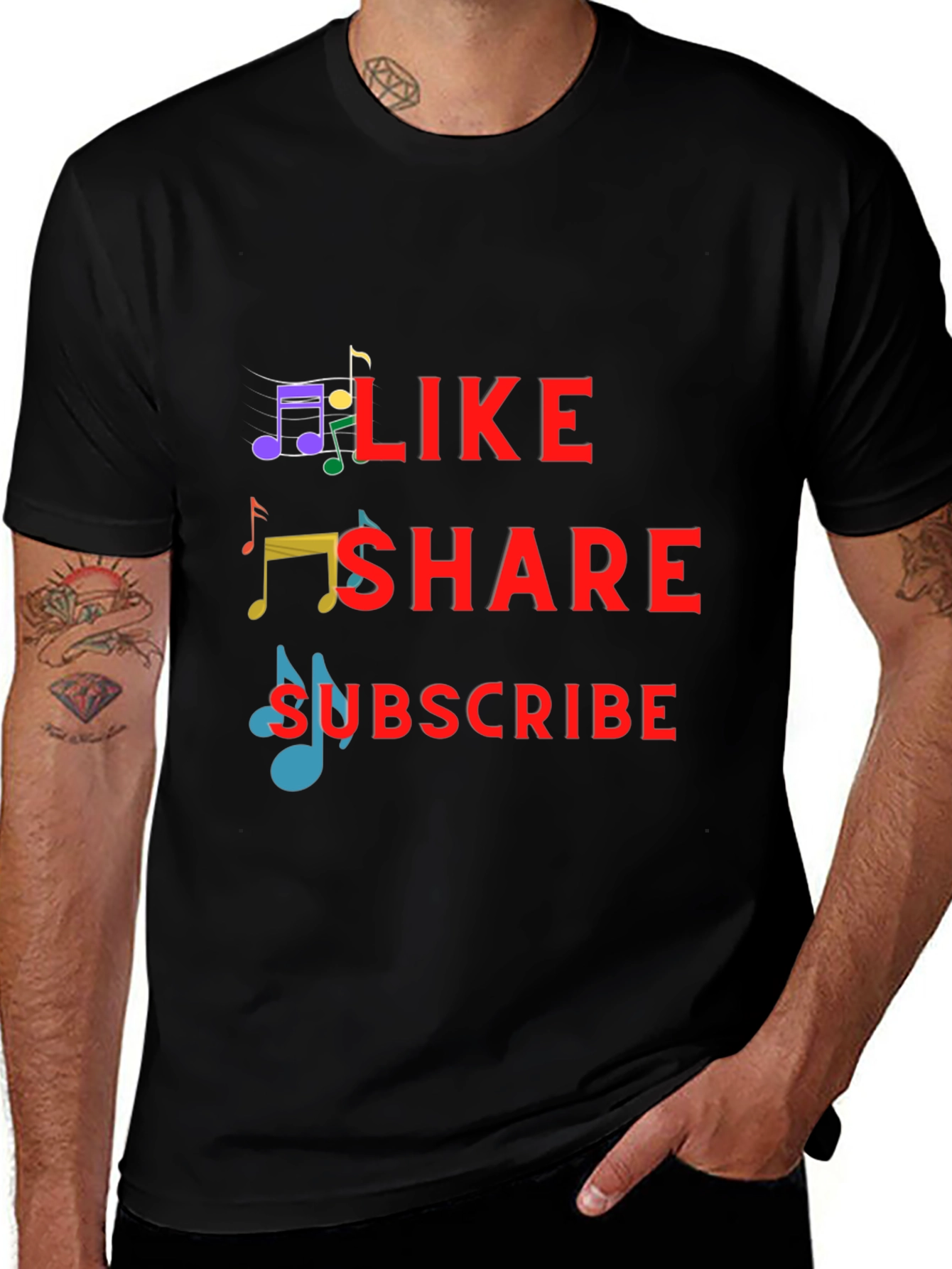Like Share Subscribe Graphic Tee - Trendy Music T-Shirt