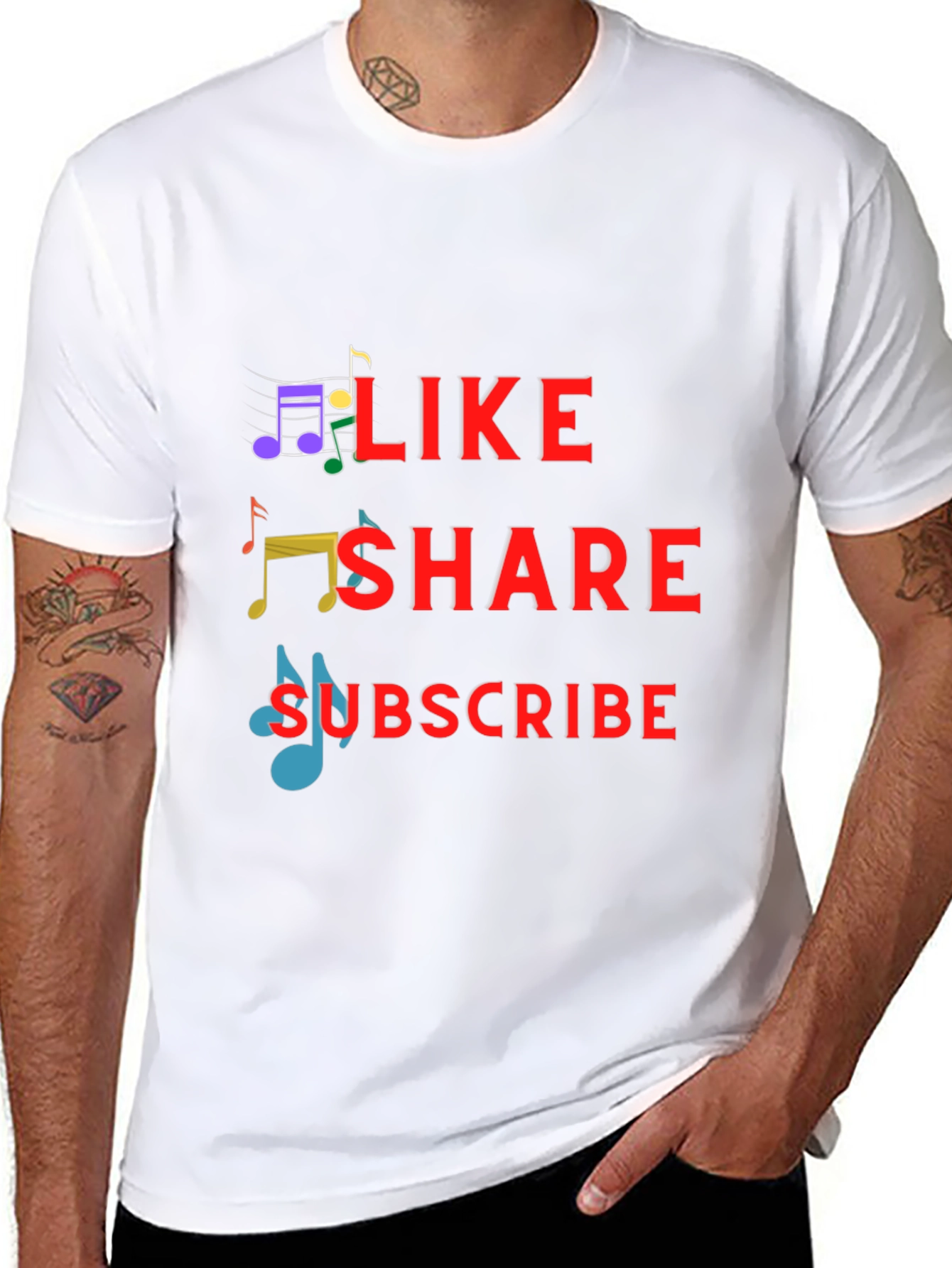 Like Share Subscribe Graphic Tee - Trendy Music T-Shirt