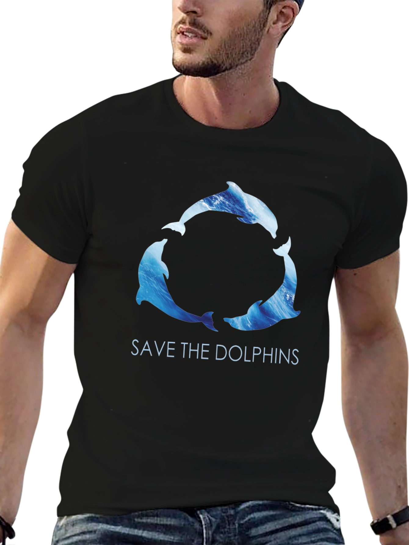 Save the Dolphins Graphic Tee - Black
