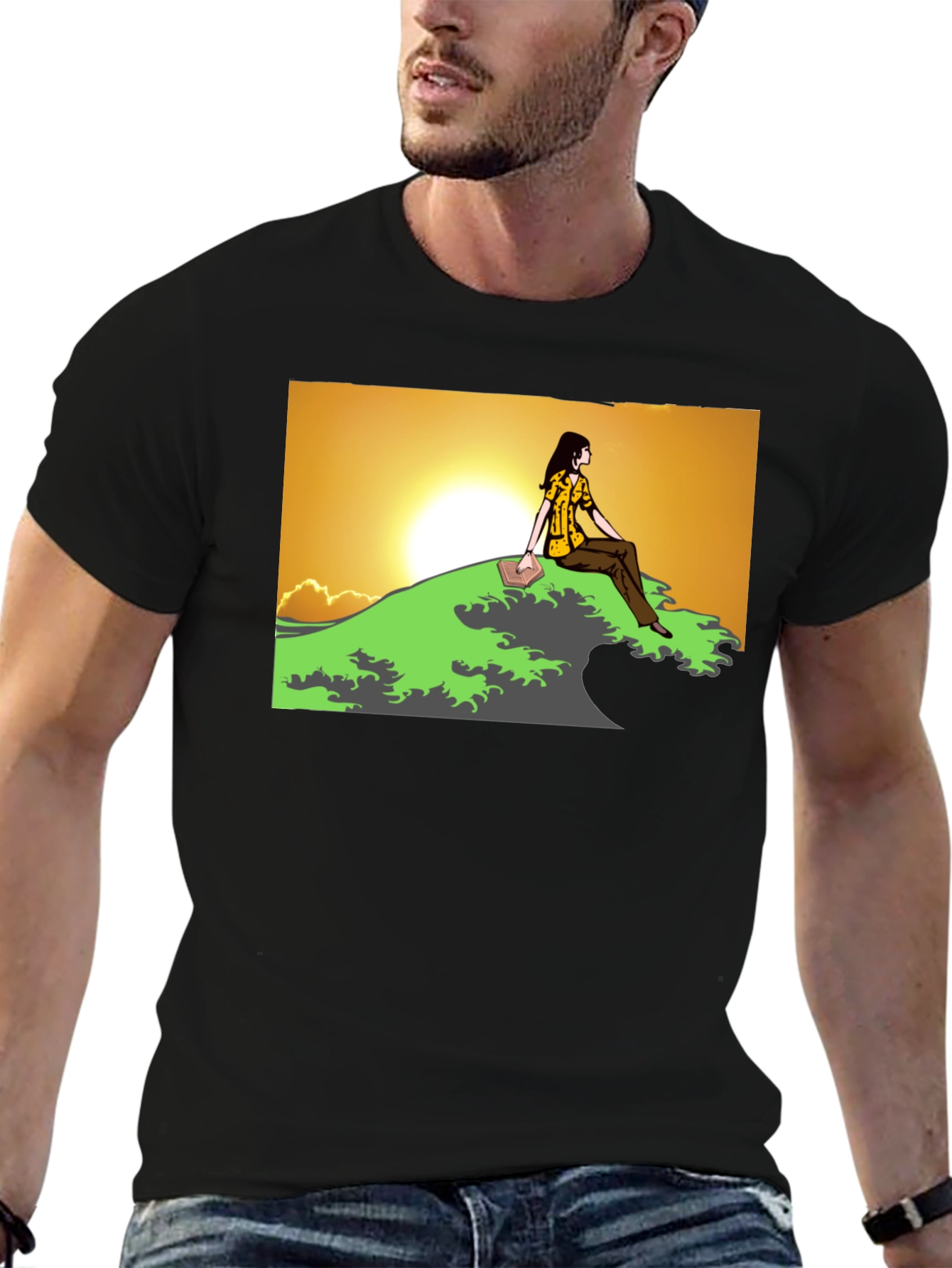 Sunset Reader Graphic Tee - Unique Design