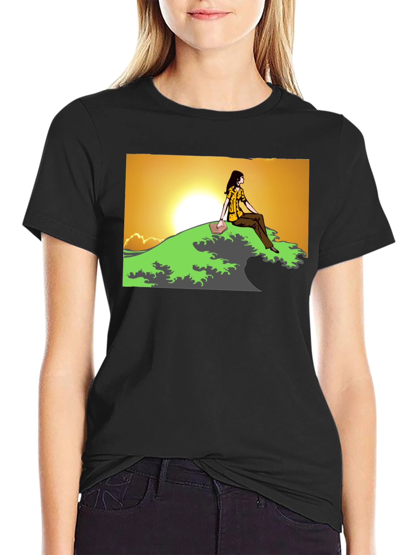 Sunset Reader Graphic Tee - Unique Design