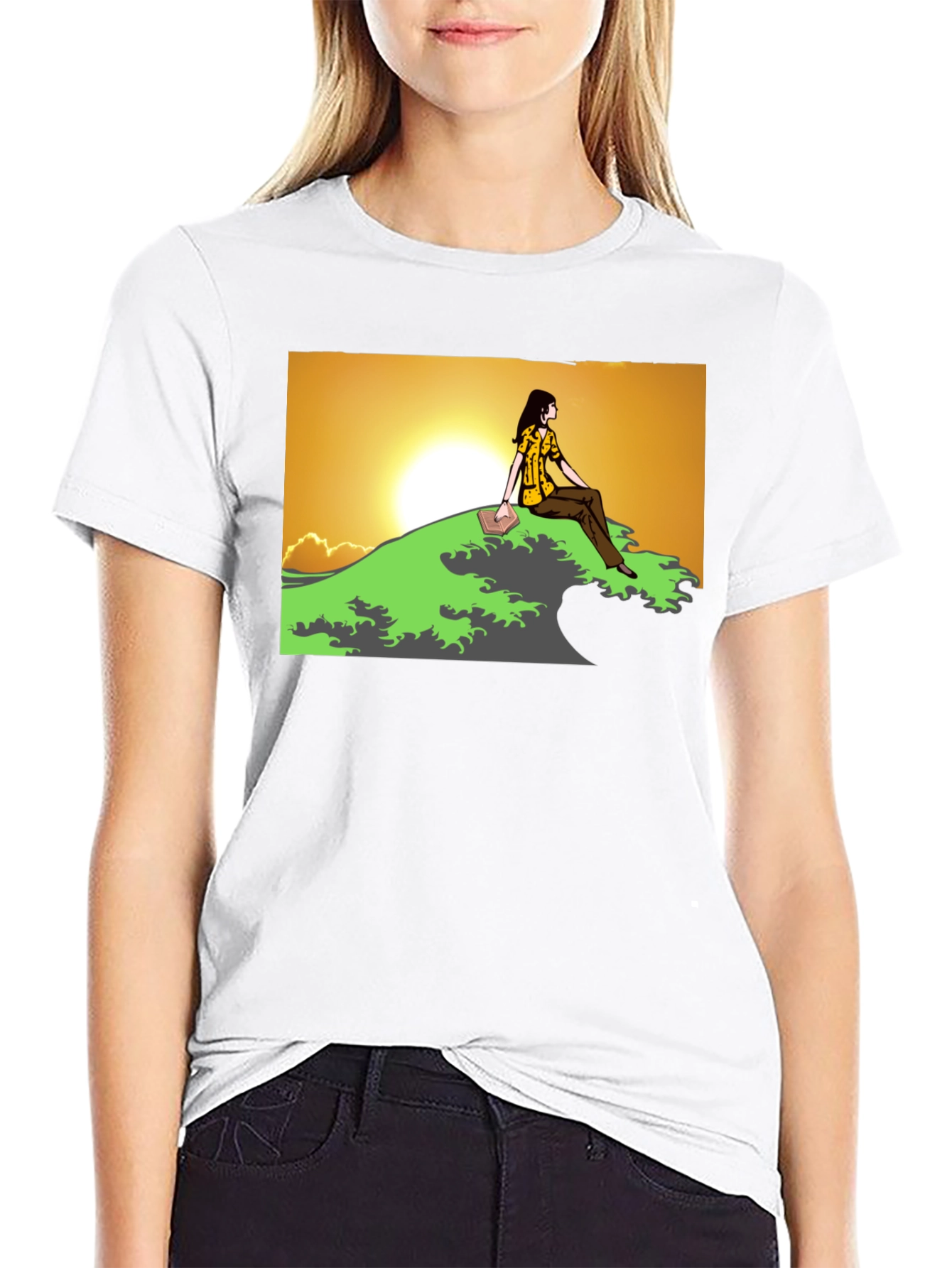Sunset Reader Graphic Tee - Unique Design