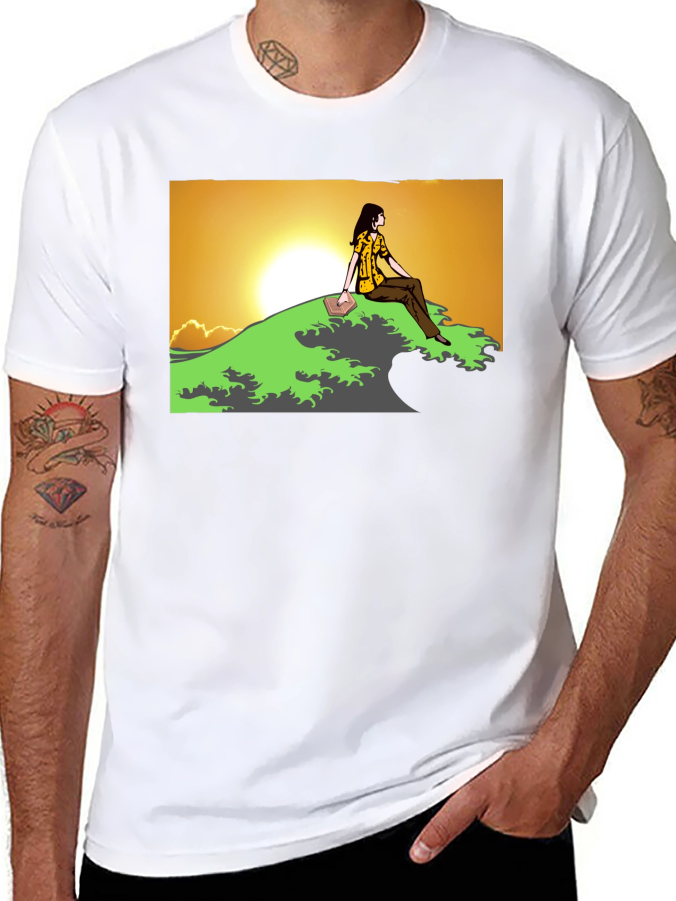 Sunset Reader Graphic Tee - Unique Design