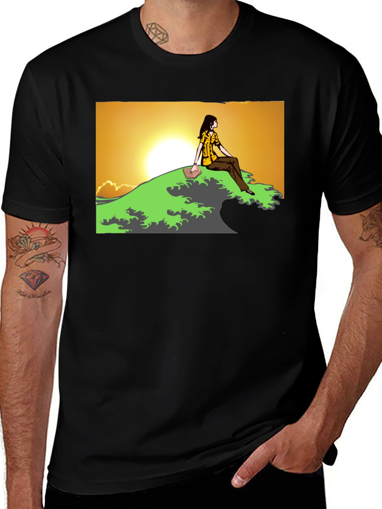 Sunset Reader Graphic Tee - Unique Design