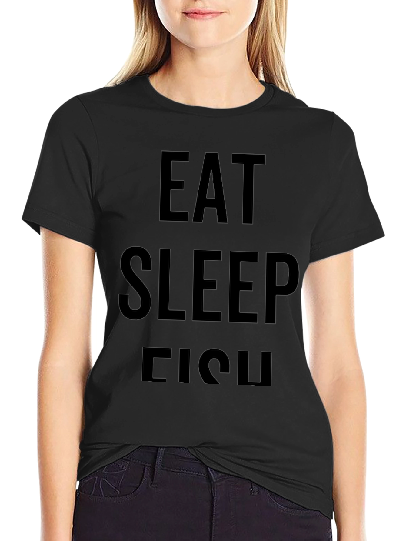 Eat Sleep Fish Black Graphic Tee