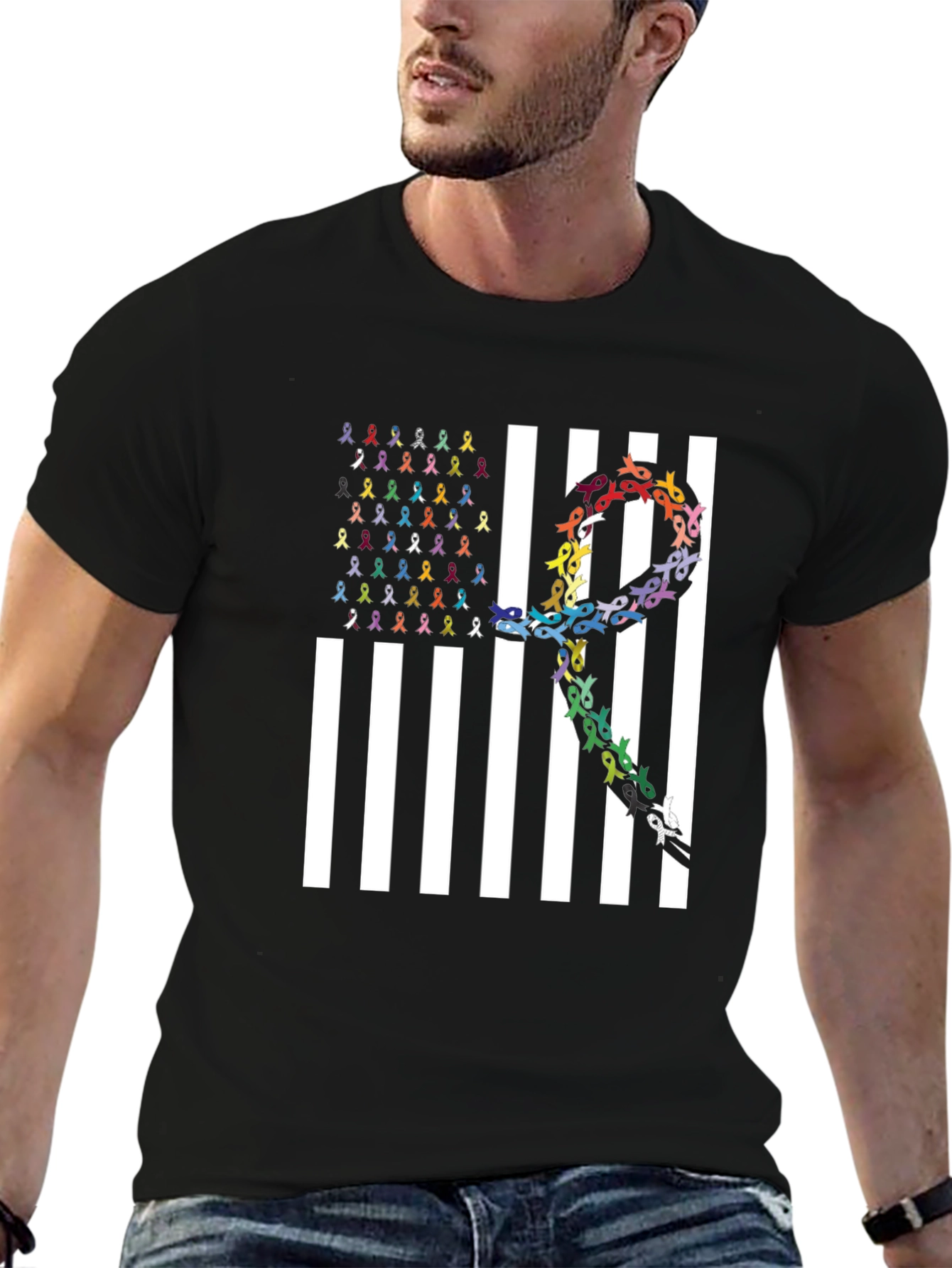 Awareness Ribbon US Flag Graphic Tee