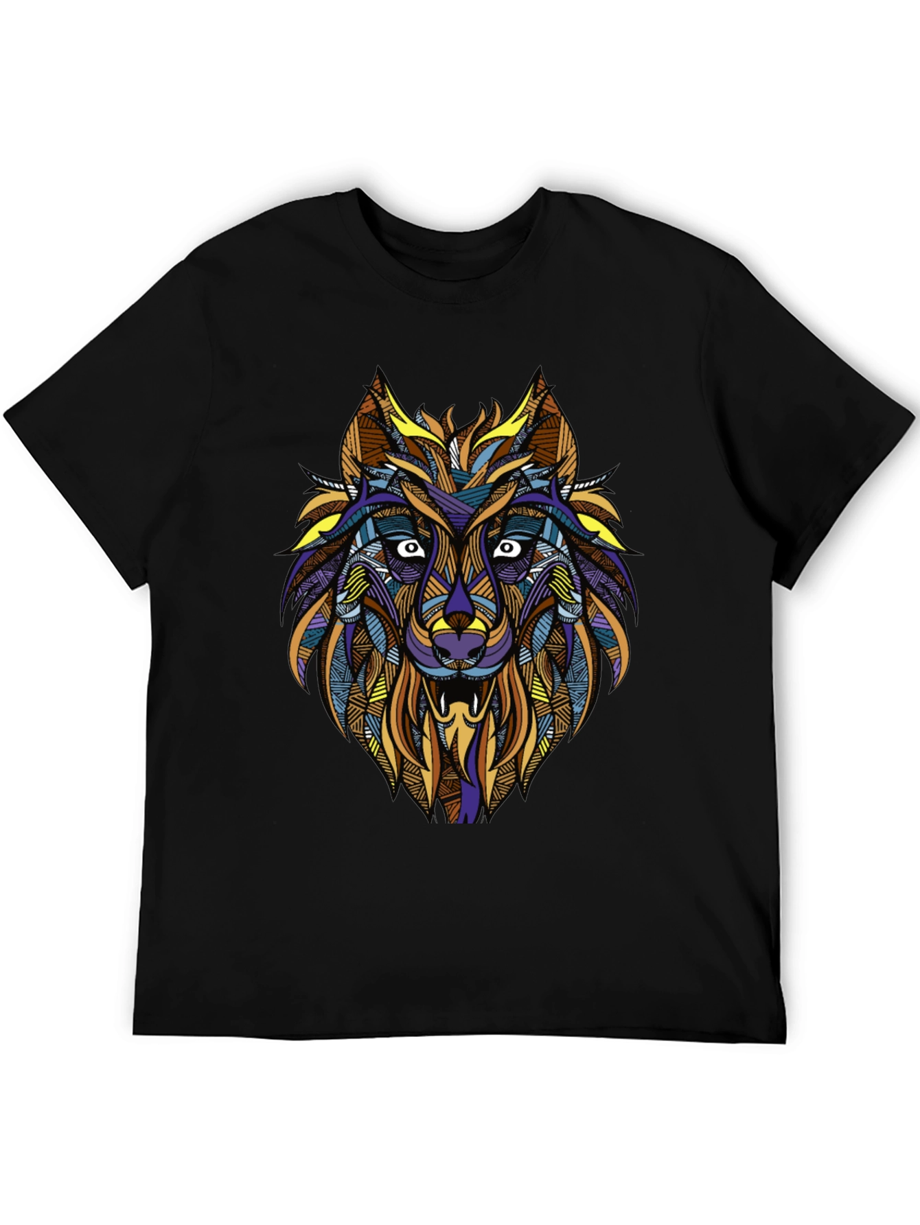 Abstract Wolf Graphic Tee - Mens Black T-Shirt