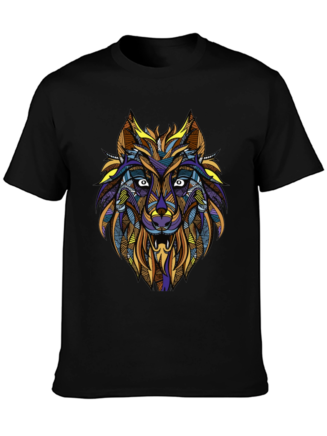 Abstract Wolf Graphic Tee - Mens Black T-Shirt
