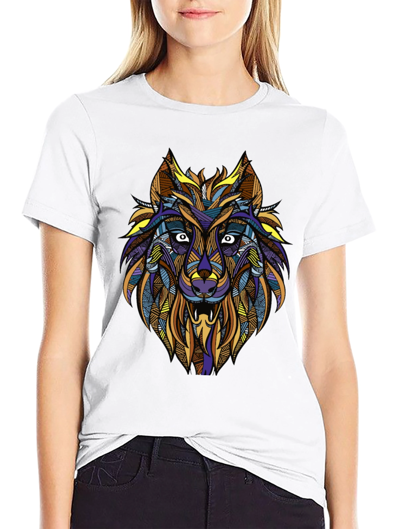 Abstract Wolf Graphic Tee - Mens Black T-Shirt