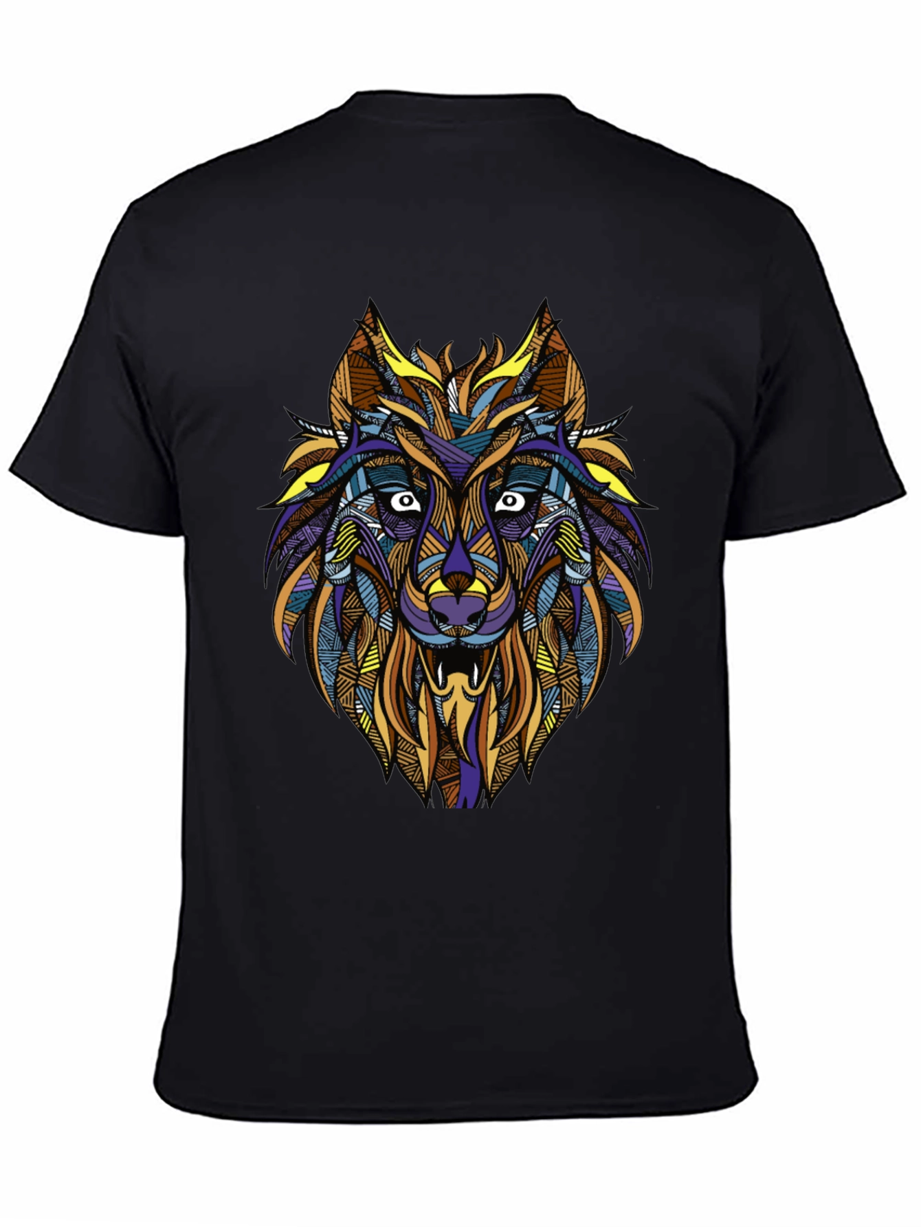 Abstract Wolf Graphic Tee - Mens Black T-Shirt