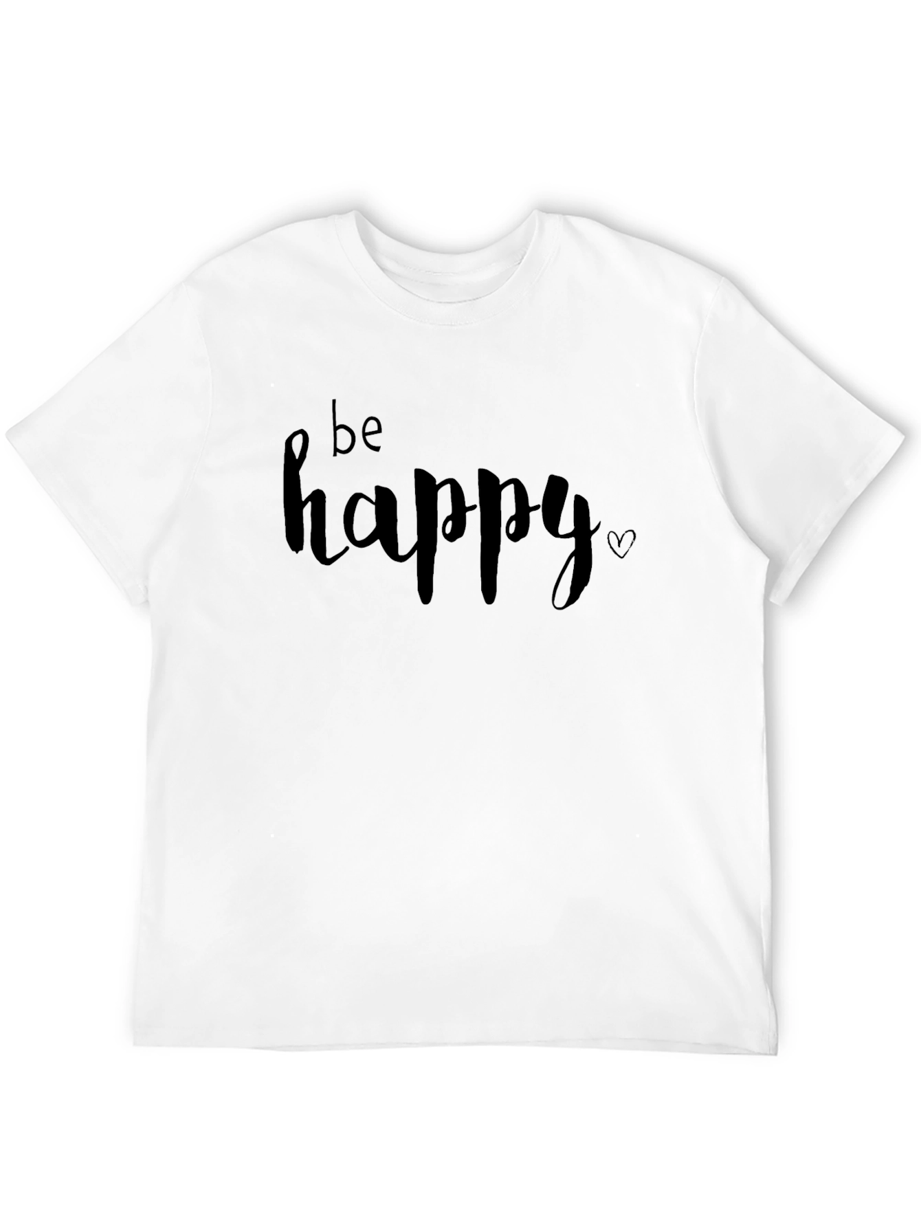 Be Happy Graphic Tee - Black Cotton Casual T-Shirt