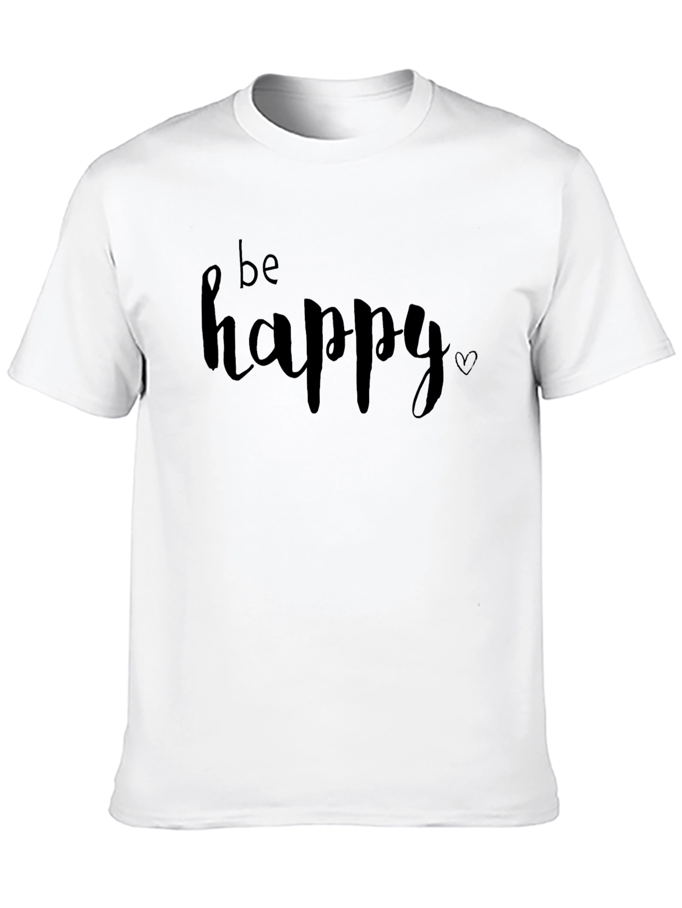 Be Happy Graphic Tee - Black Cotton Casual T-Shirt