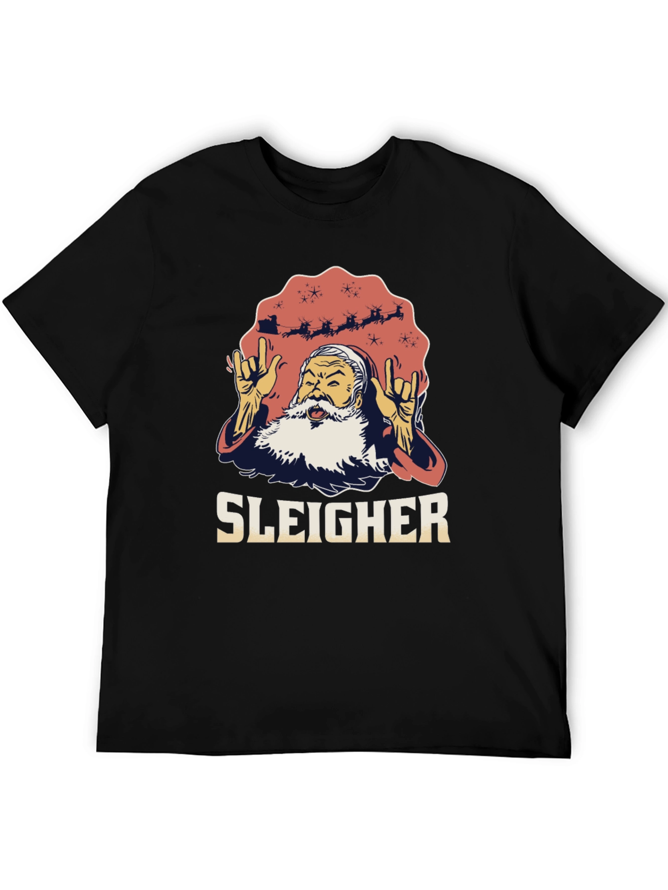 Sleigher Santa Heavy Metal Christmas T-Shirt