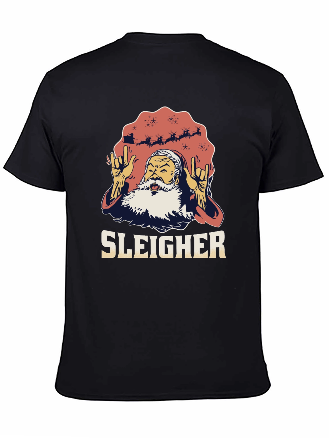 Sleigher Santa Heavy Metal Christmas T-Shirt