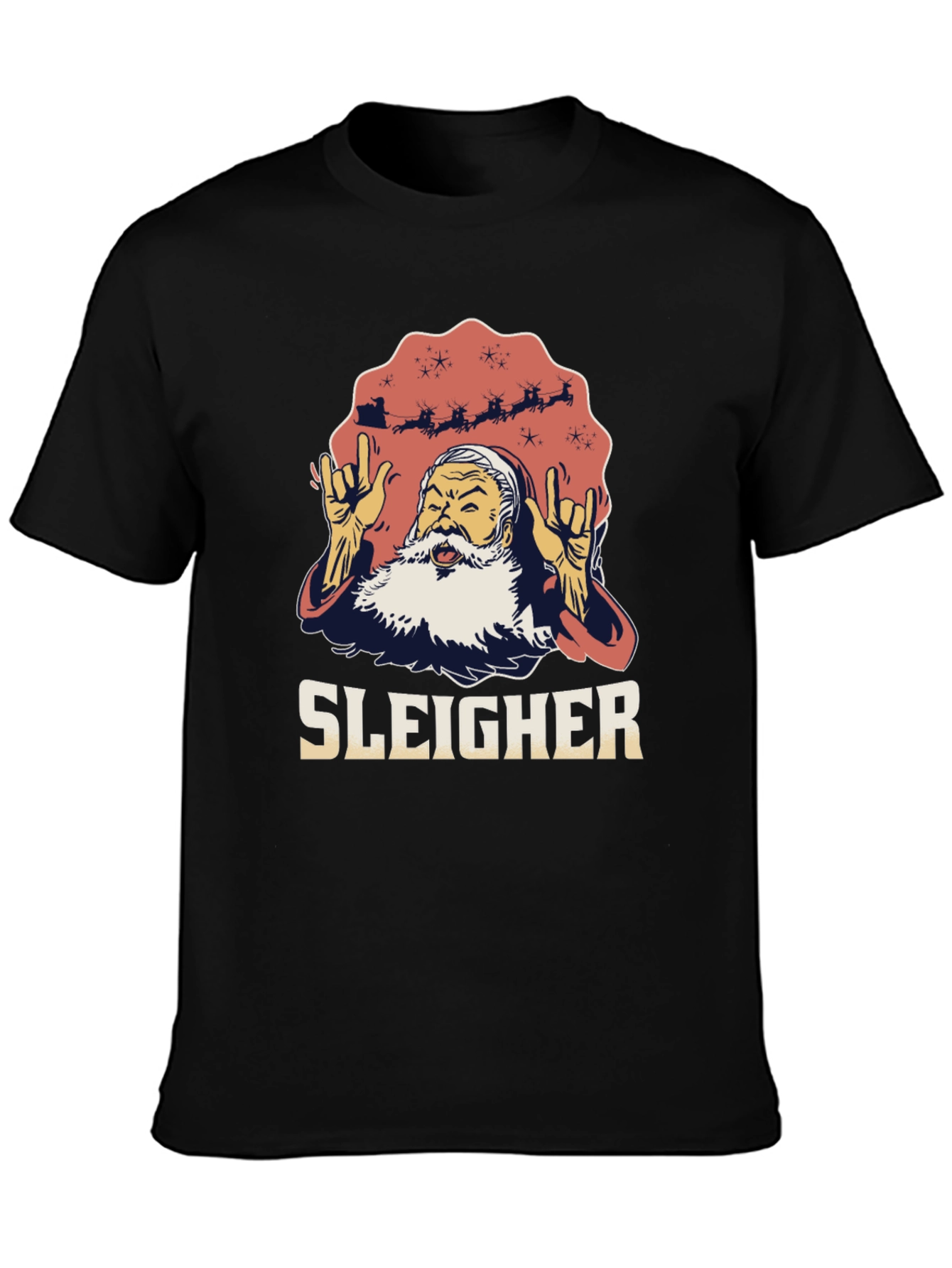 Sleigher Santa Heavy Metal Christmas T-Shirt