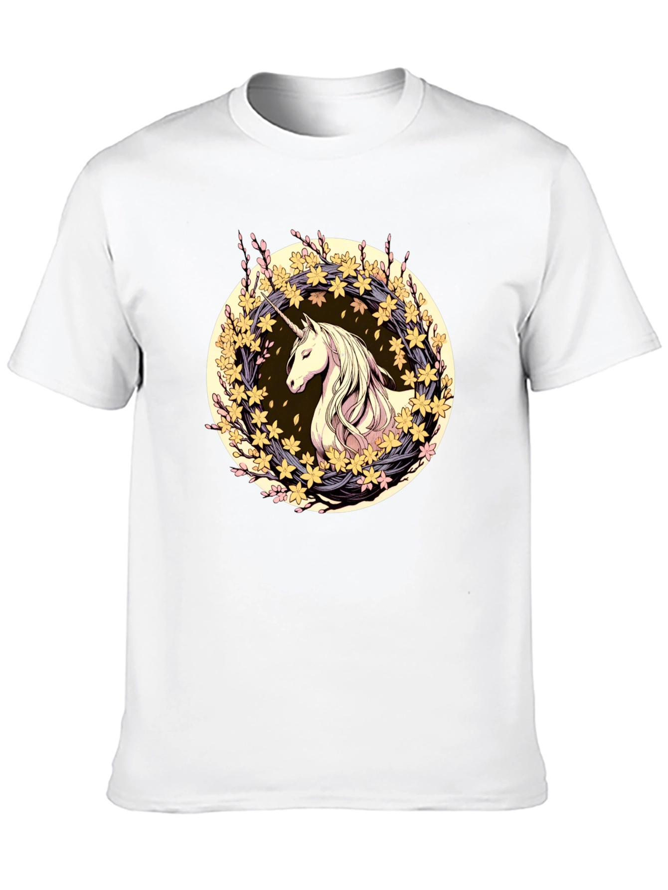 Unicorn Floral Wreath Graphic T-Shirt