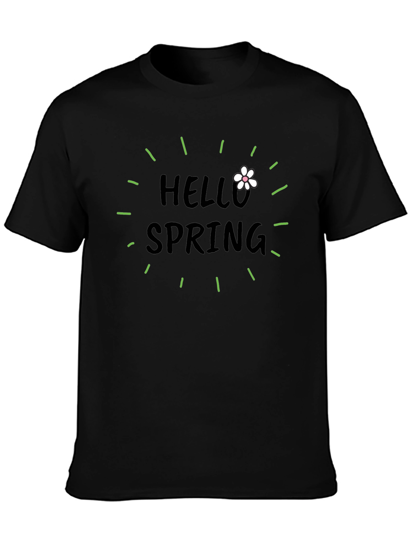 Hello Spring T-Shirt - Black Graphic Tee