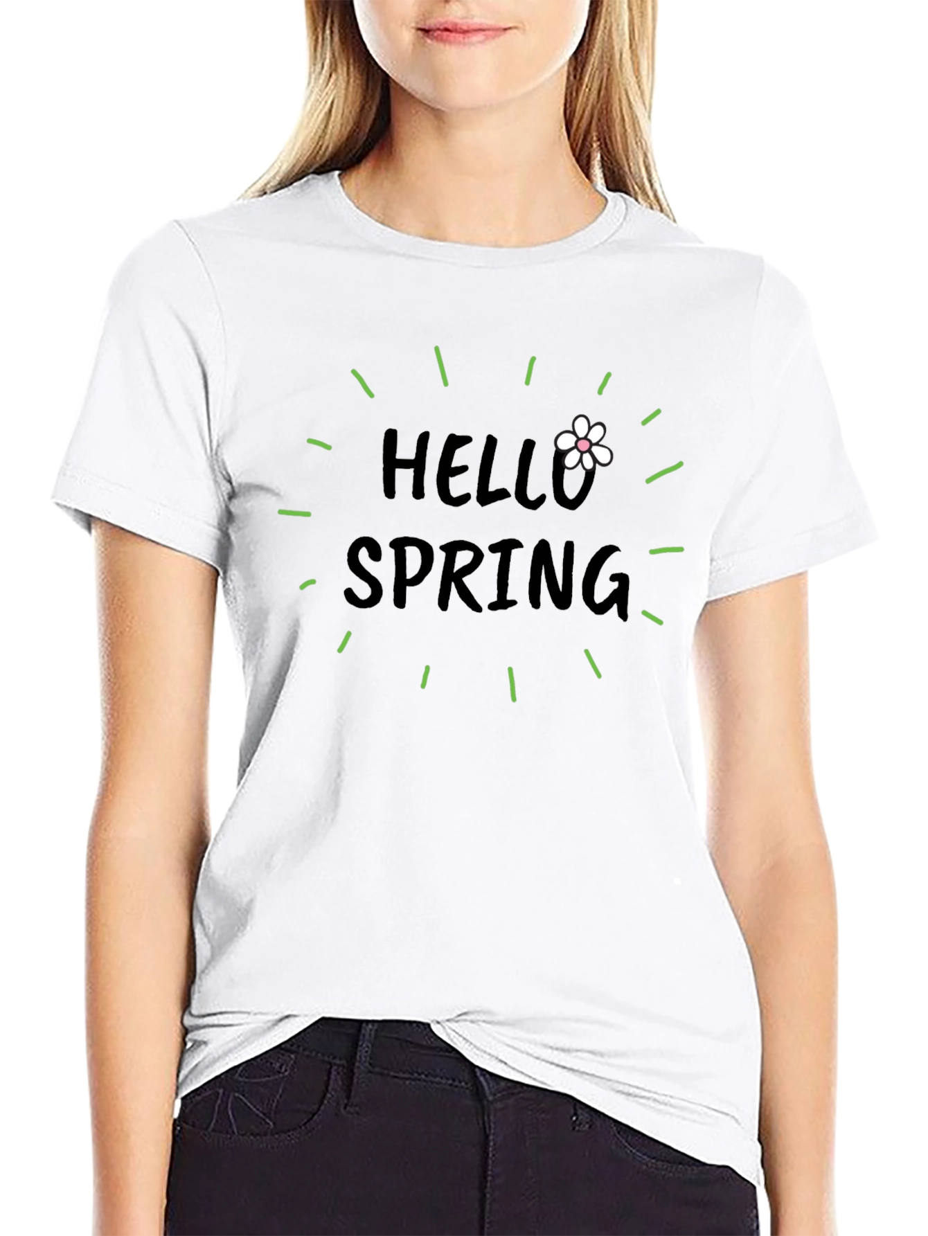 Hello Spring T-Shirt - Black Graphic Tee