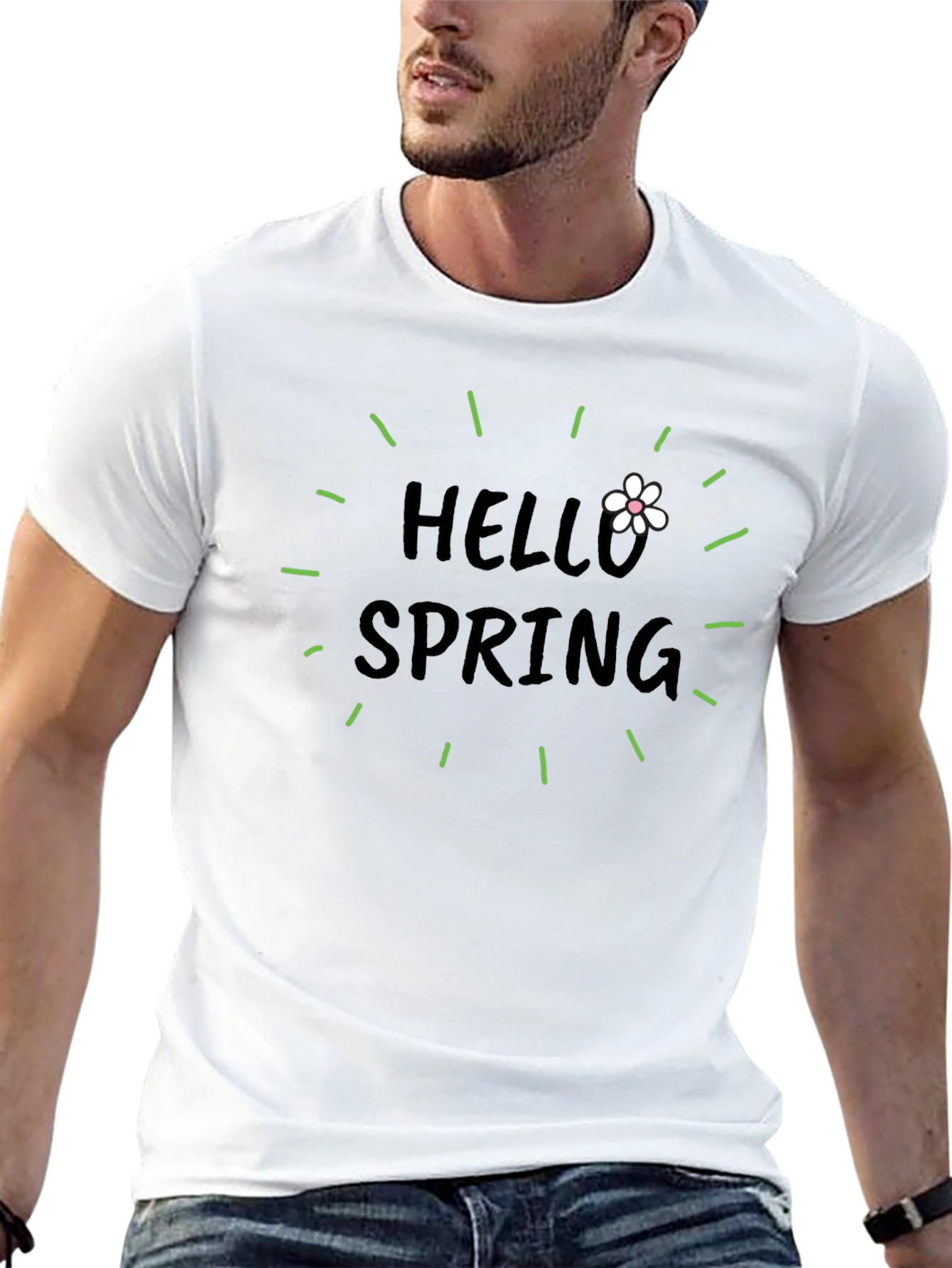 Hello Spring T-Shirt - Black Graphic Tee